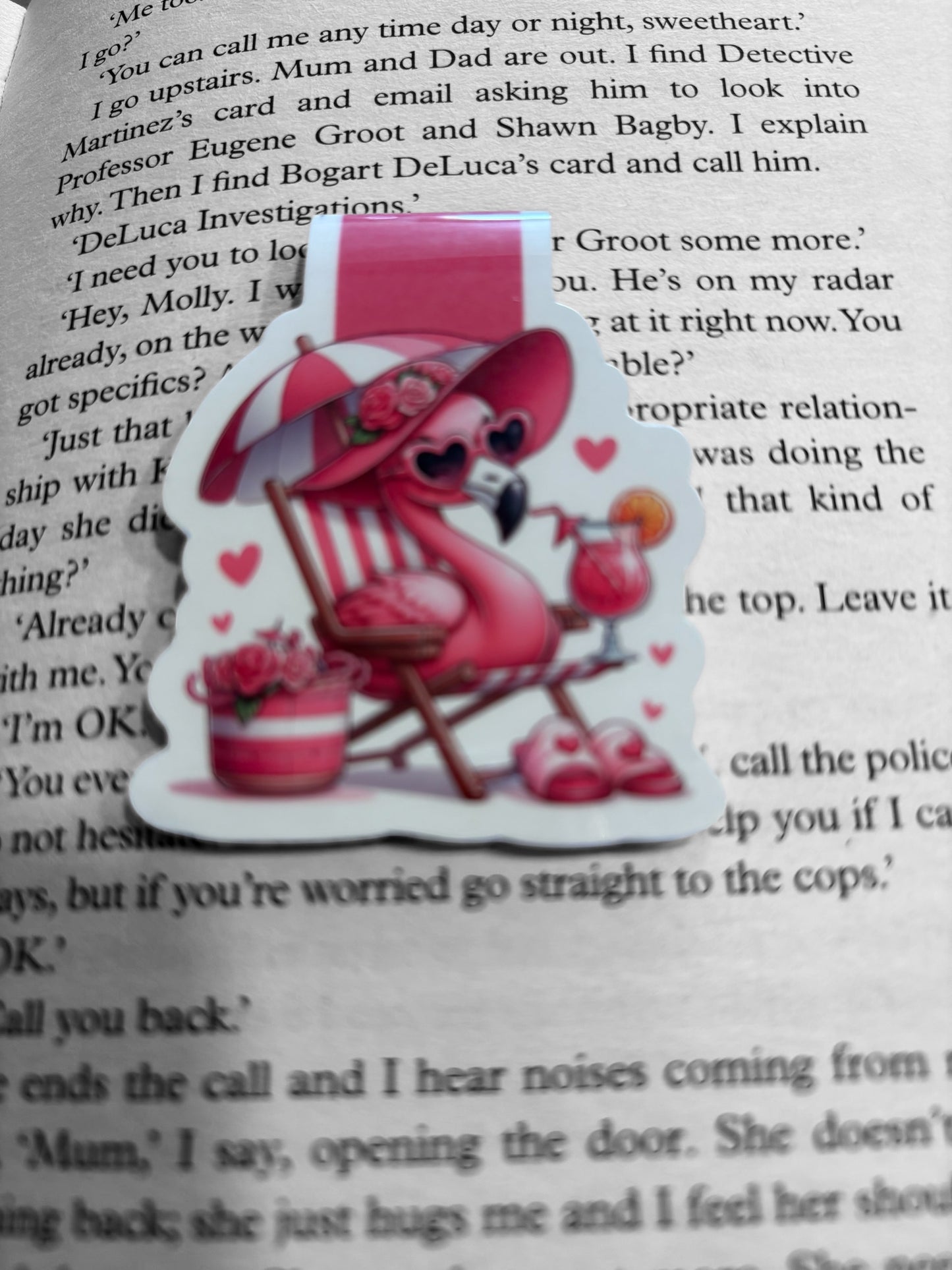 Summer Flamingo Magnetic bookmark, Page Saver, Book Lover Gift