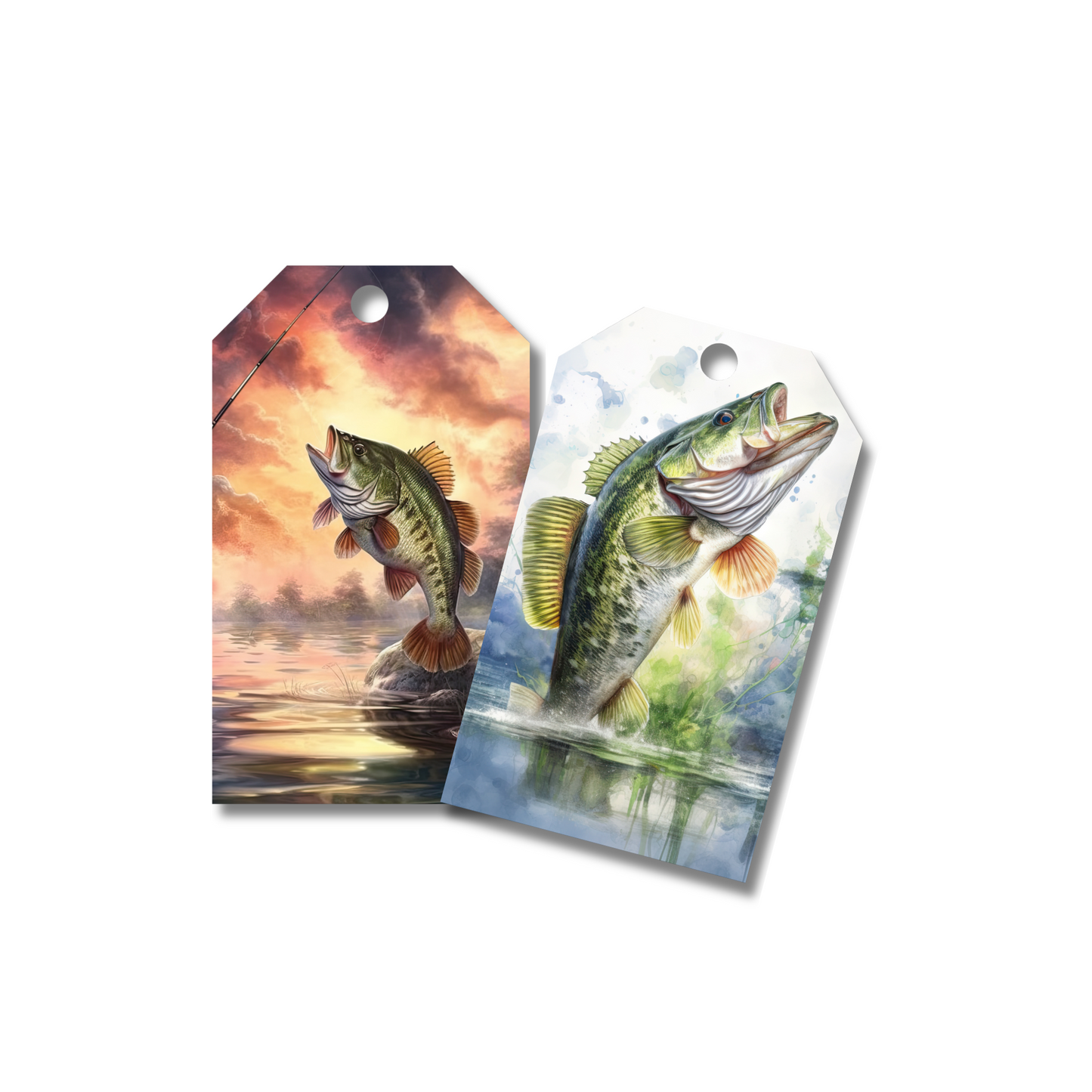 12 X Fishing Gift Tags, Gift Wrapping, Luggage Tags, Card Making