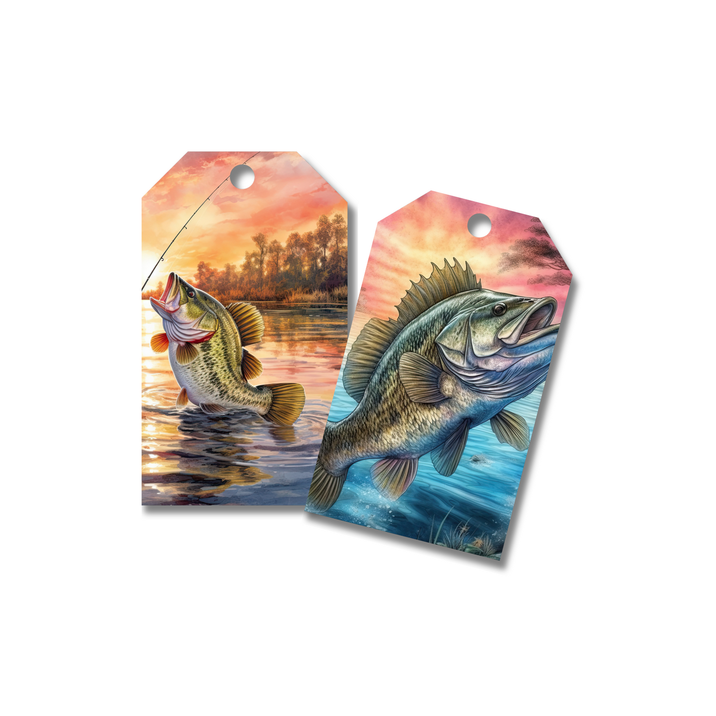 12 X Fishing Gift Tags, Gift Wrapping, Luggage Tags, Card Making