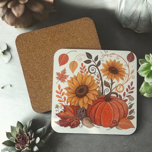 Autumn Sunflowers Wooden Coasters for Stylish Home Décor