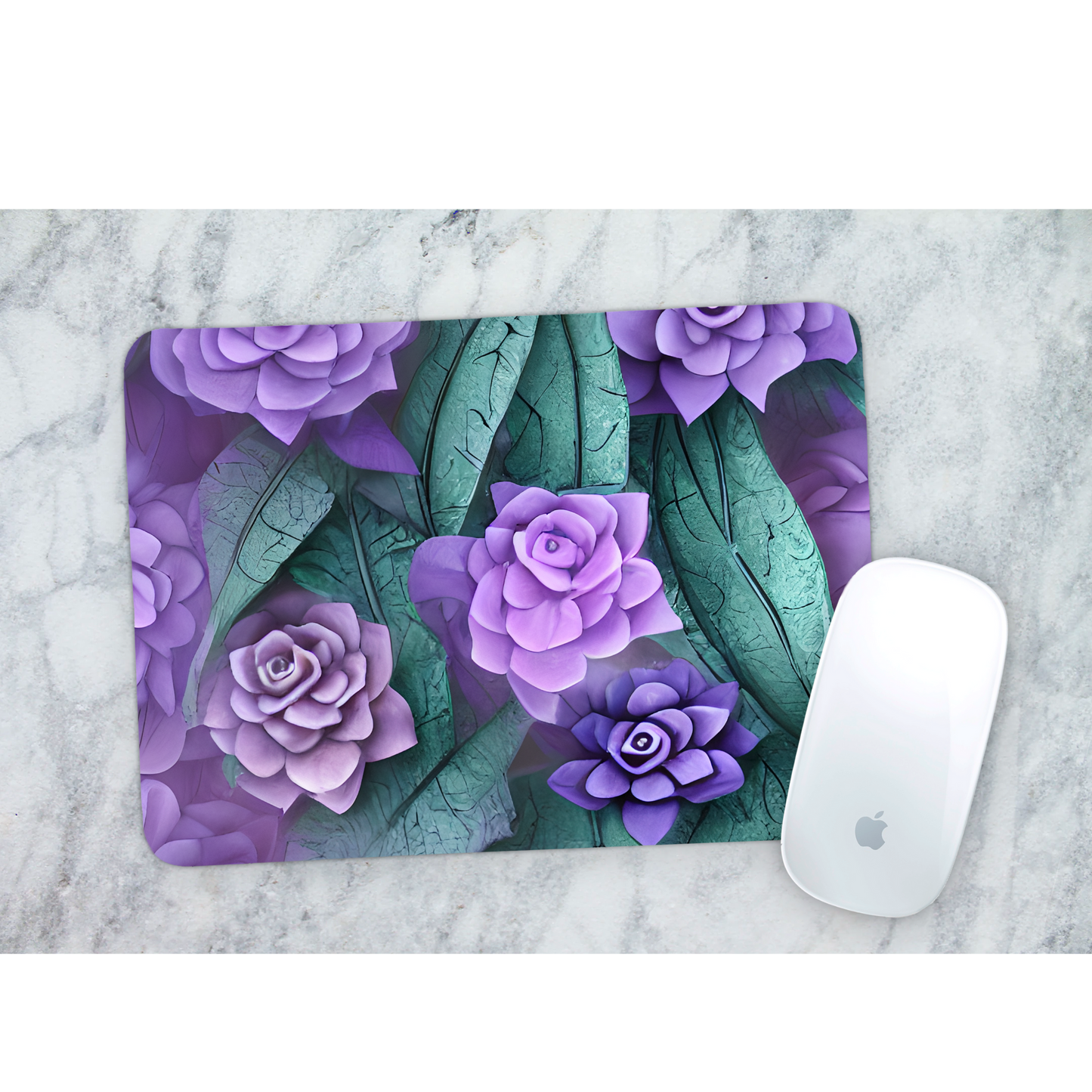Premium Printed Anti-Slip Mouse Mat - Ultra Durable 3D Pastel Flowers Design