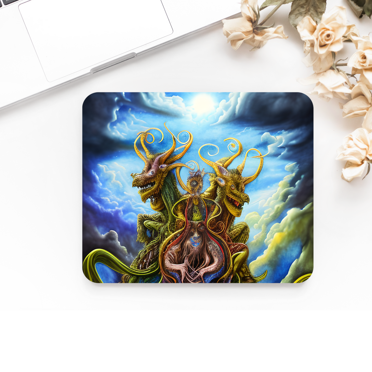 Premium Printed Anti-Slip Mouse Mat - Ultra Durable 3 Headed Monster Design