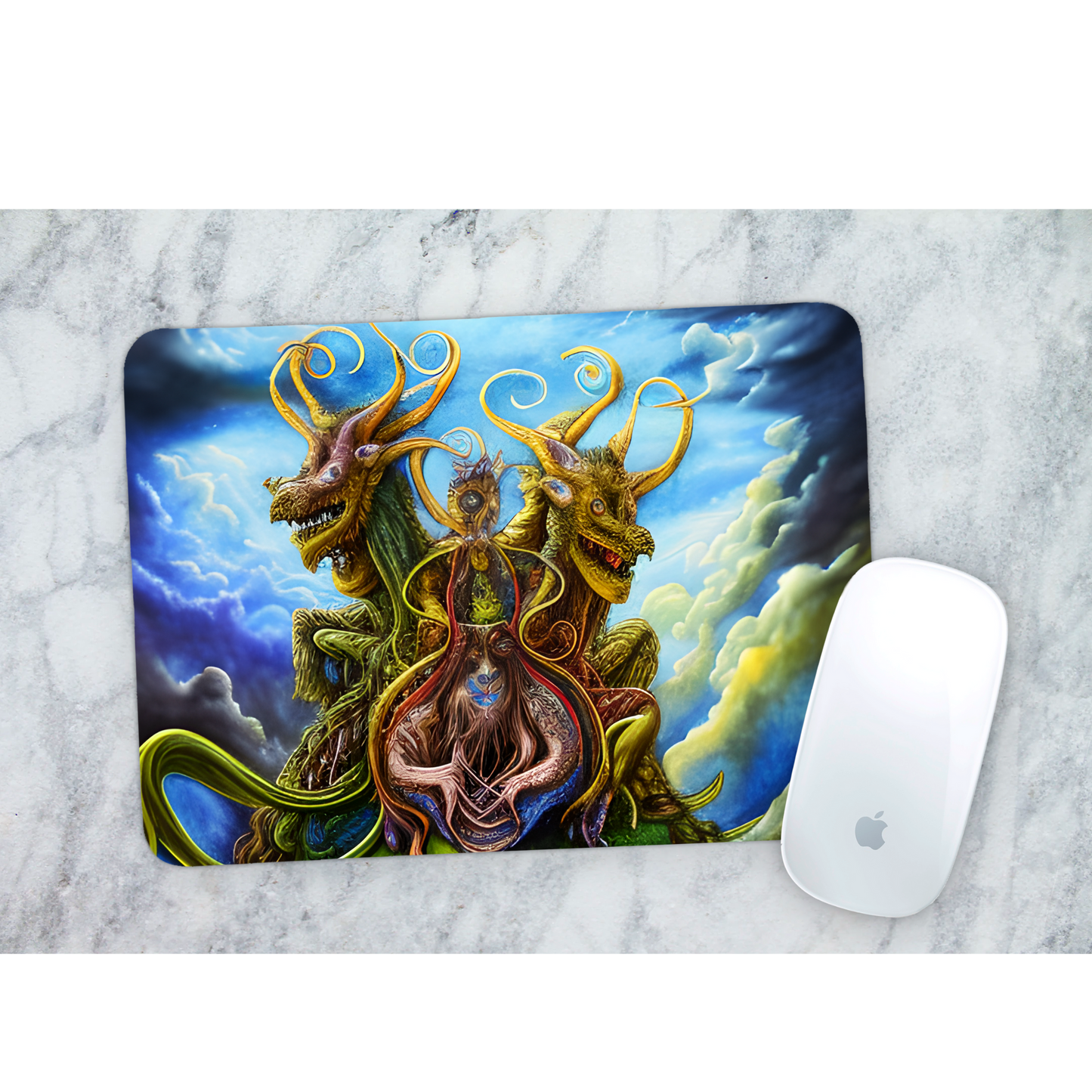 Premium Printed Anti-Slip Mouse Mat - Ultra Durable 3 Headed Monster Design