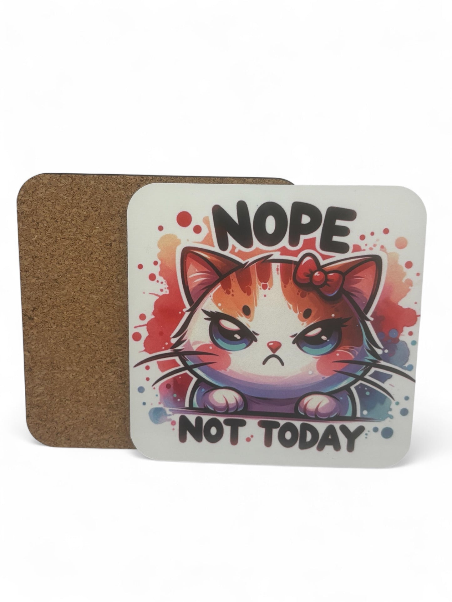 Nope Not Today Wooden Square Coasters