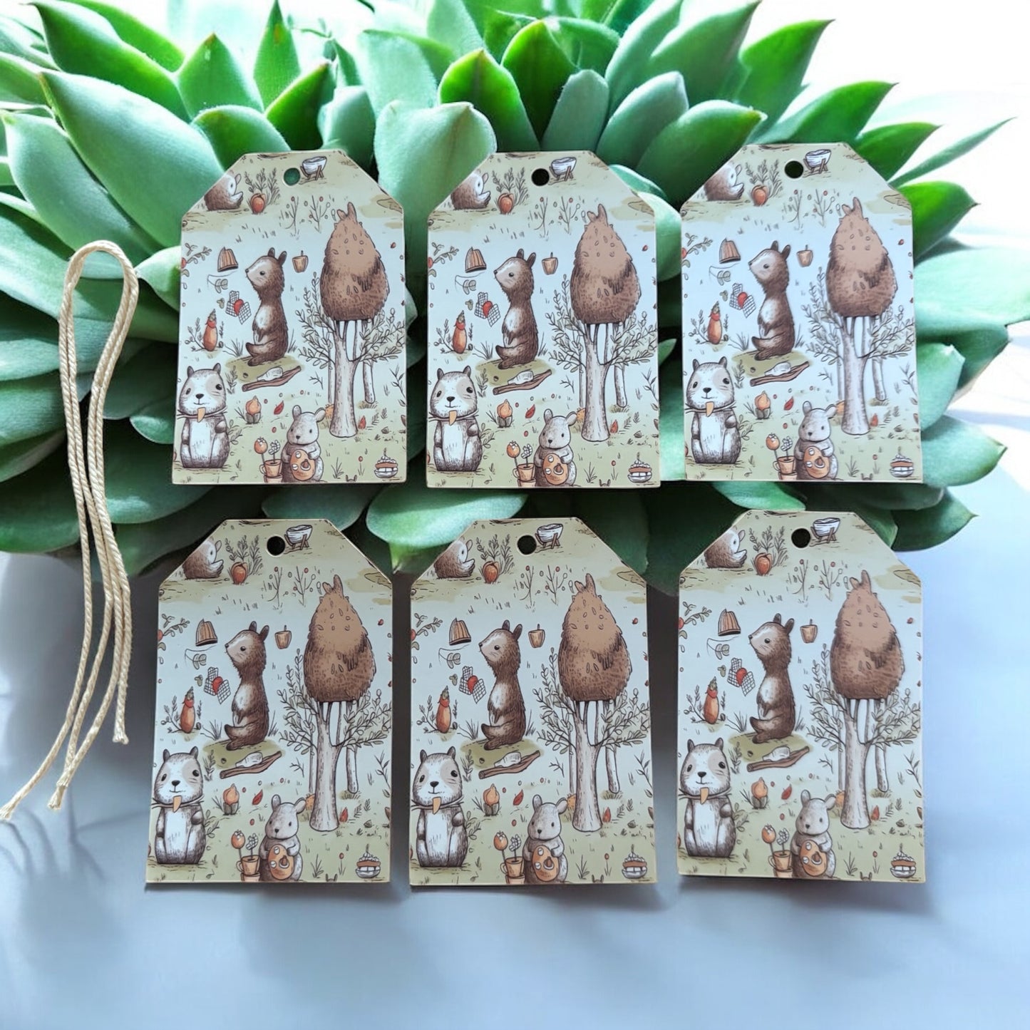 12 X Cartoon Animals Gift Tags, Gift Wrapping, Luggage Tags, Card Making