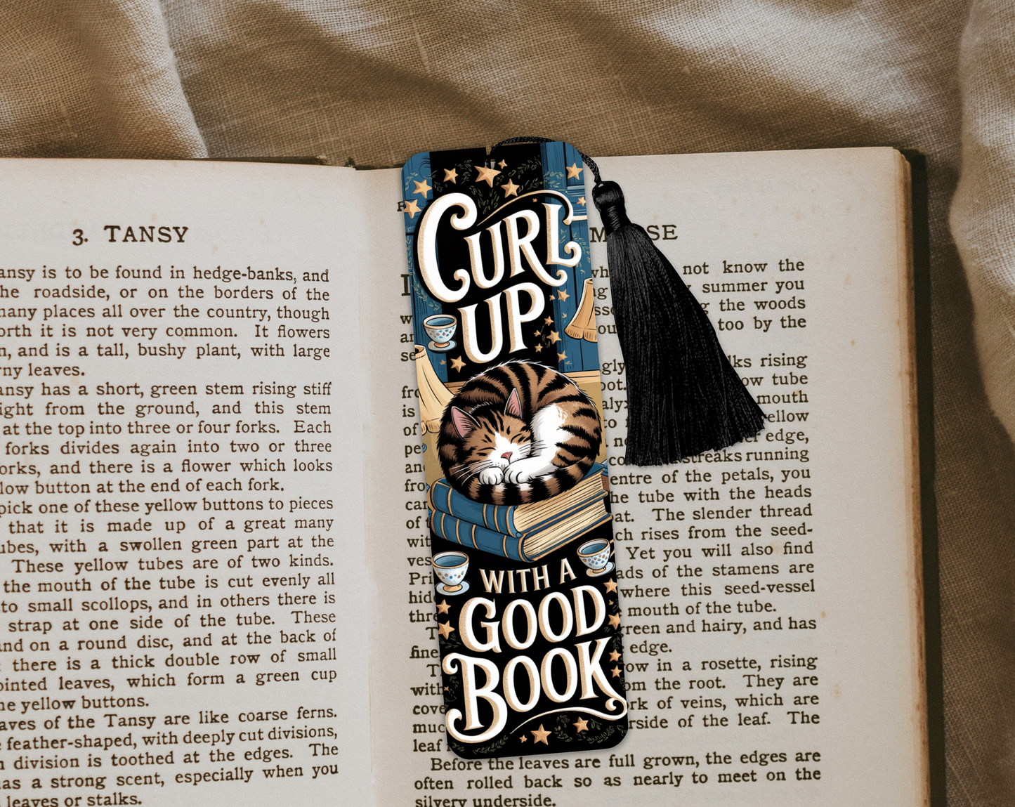 Aluminium Bookmark with Tassel -Curl up with a good book, Stylish Metal Page Marker for Books and Journals