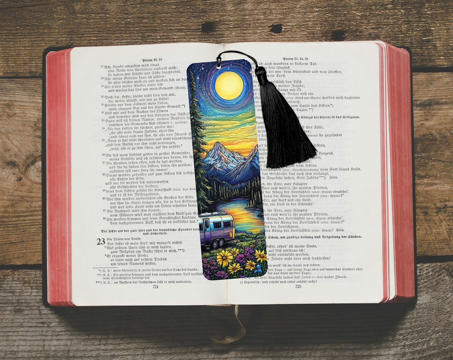 Aluminium Bookmark with Tassel -Camping, Stylish Metal Page Marker for Books and Journals