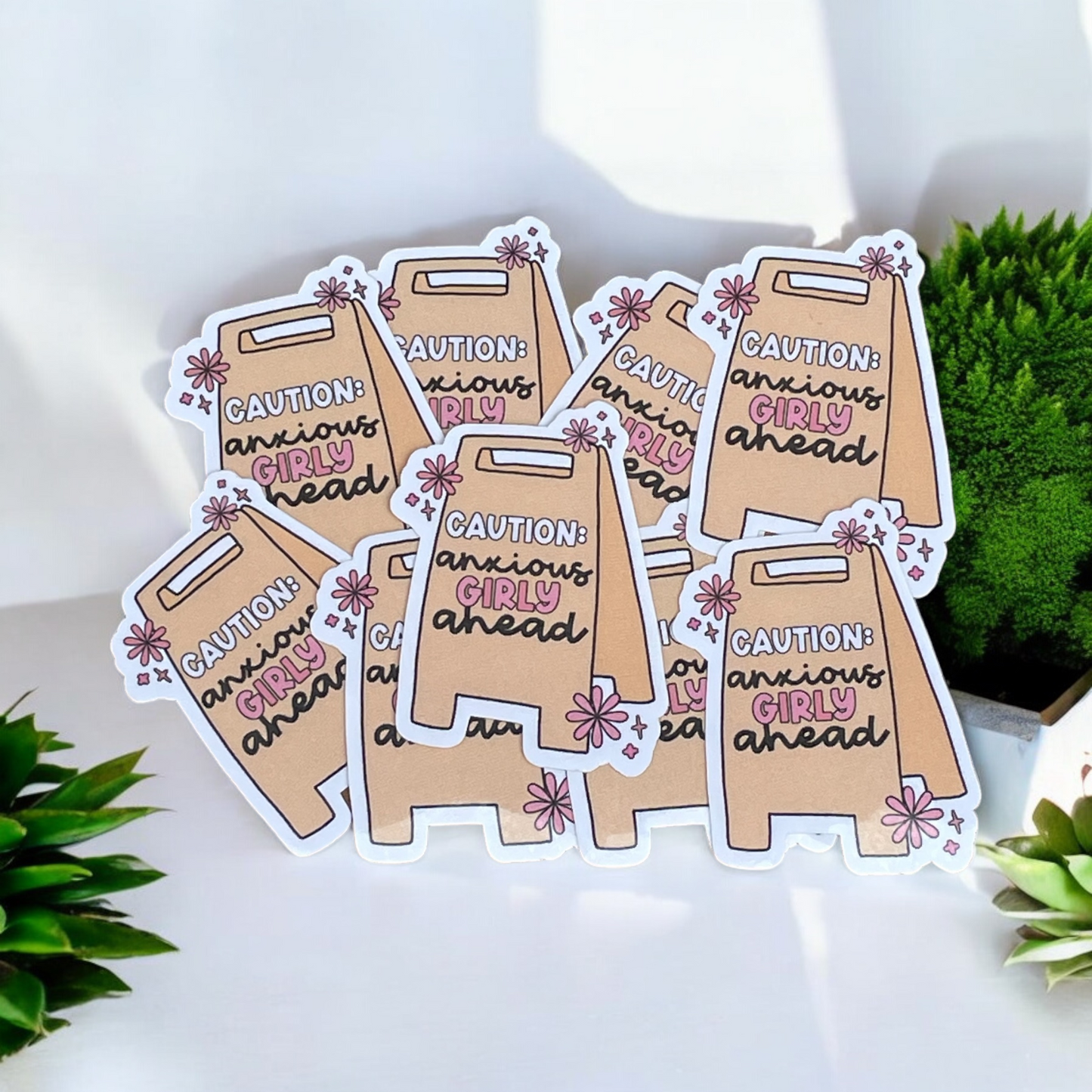 Anxiety Girly Vinyl Sticker ,Laptop, scrapbook, junk journal ,crafts, Water Bottle