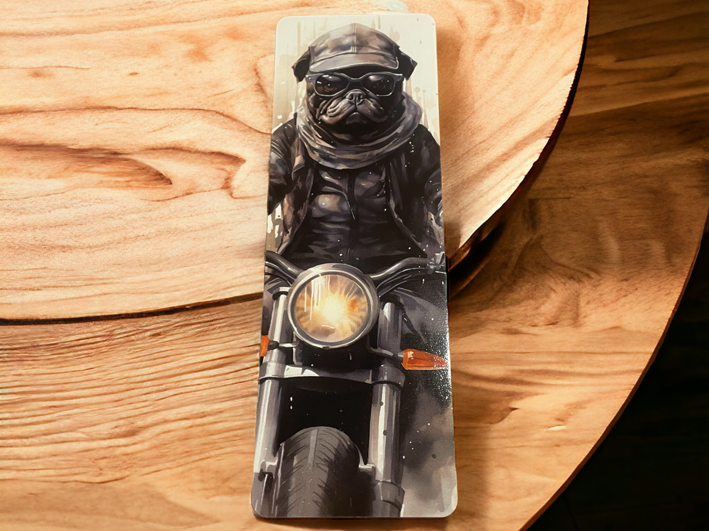 Lovely illustrated printed Biker Dog bookmark, Page Saver, Book Lover Gift,