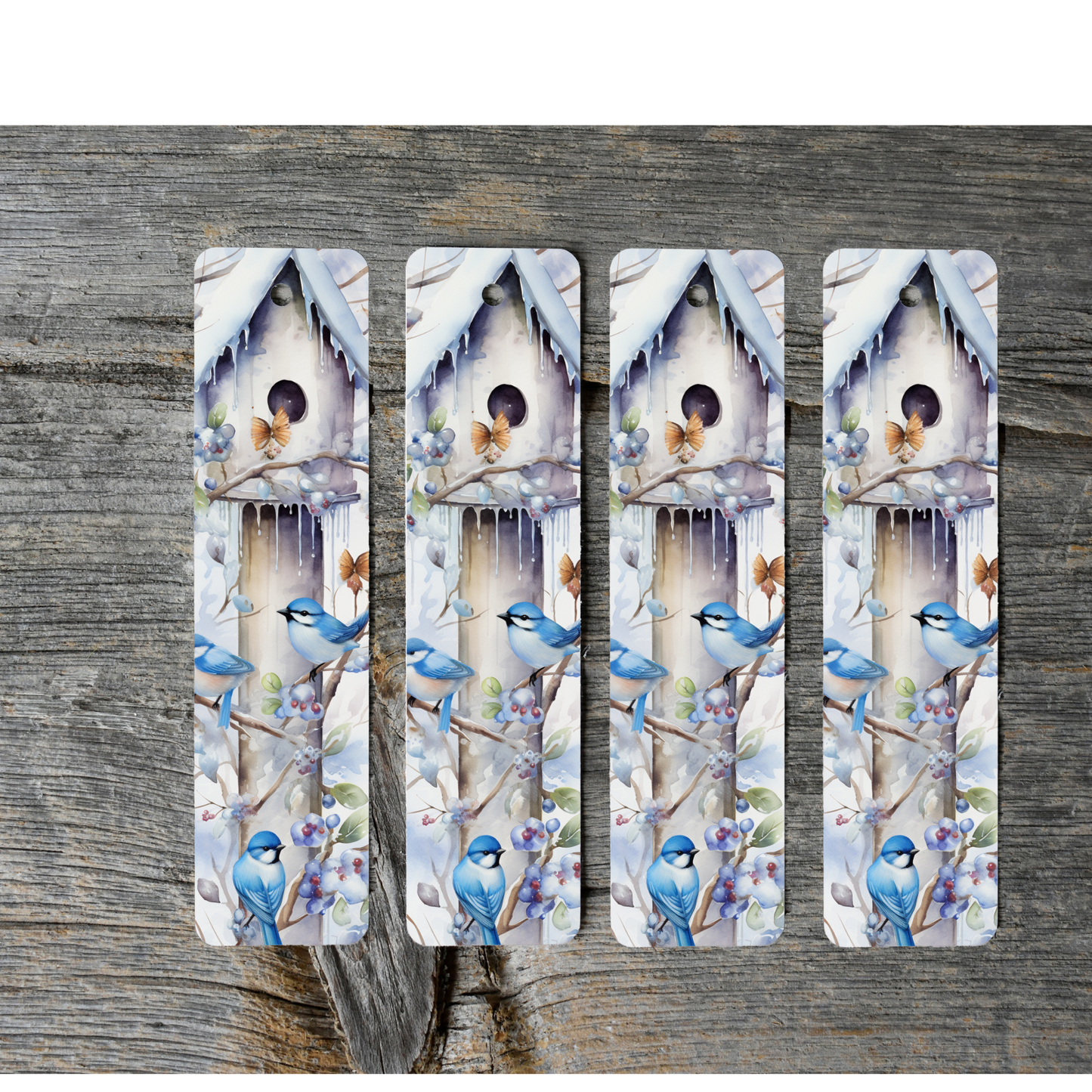 Blue Birds Aluminium Bookmark with Tassel - Stylish Metal Page Marker for Books and Journals