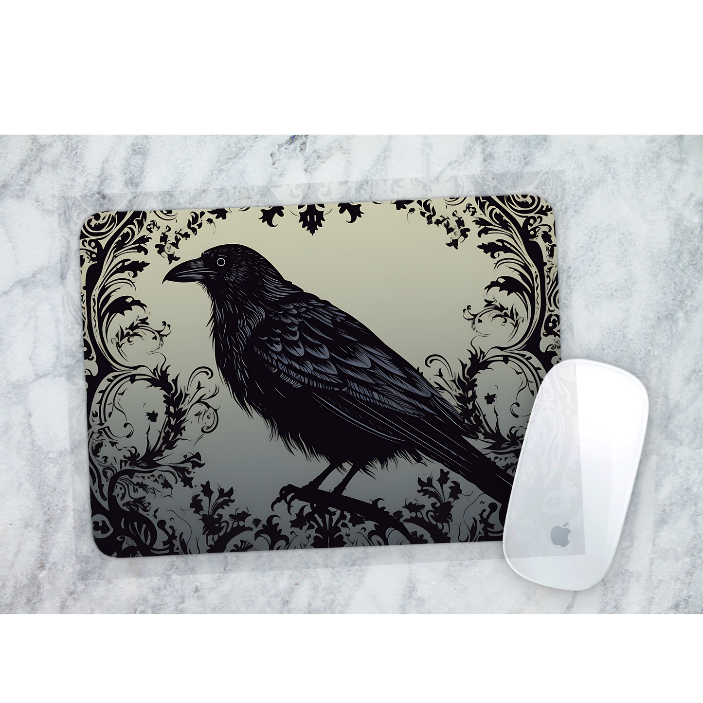 Premium Printed Anti-Slip Mouse Mat - Ultra Durable Brooding Raven Design