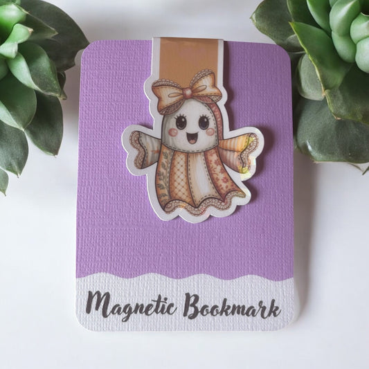 Holographic Patchwork Ghost Magnetic bookmark, Page Saver, Book Lover Gift