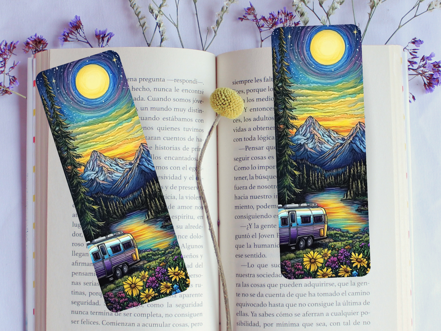 Lovely illustrated Camping printed bookmark, Page Saver, Book Lover Gift