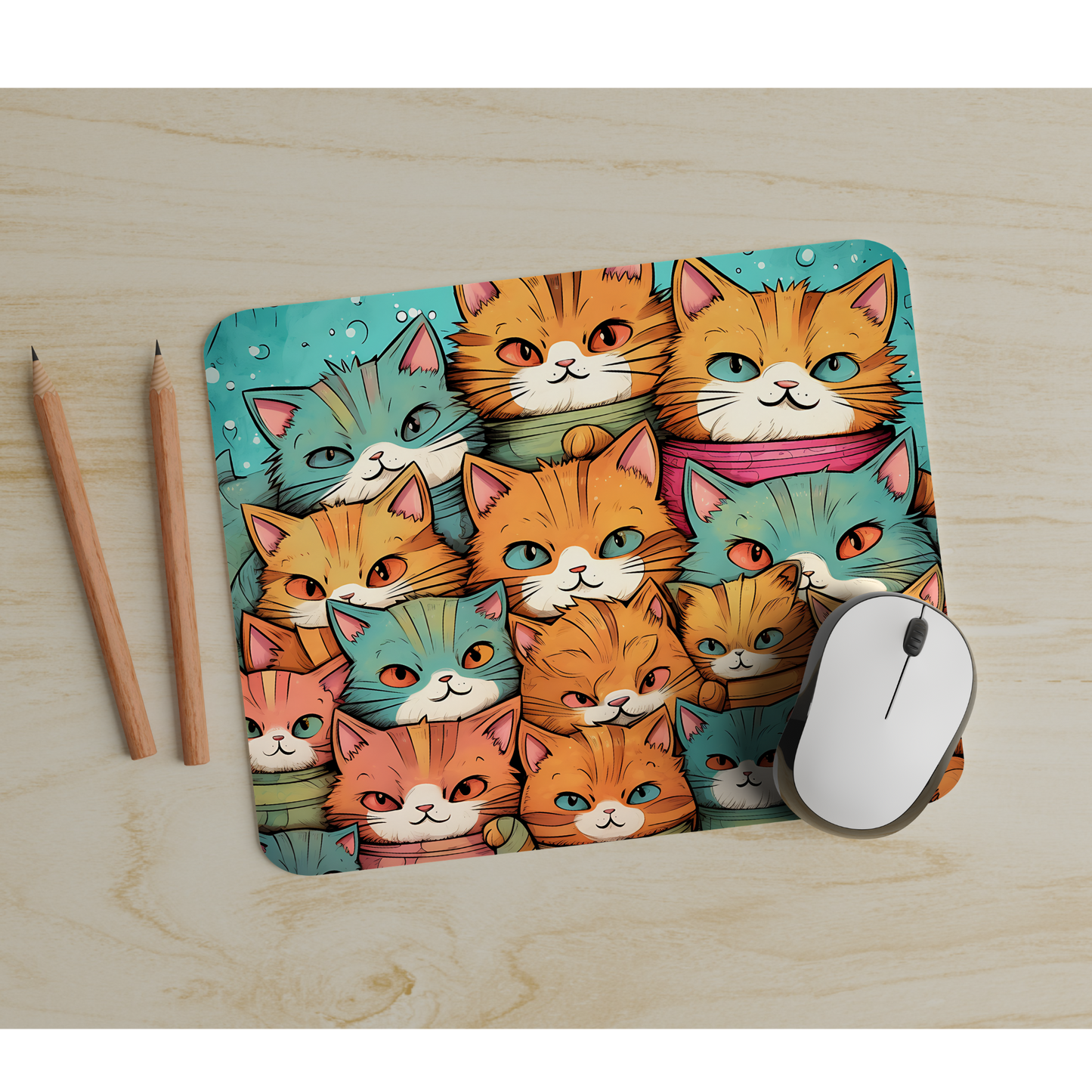 Premium Printed Cartoon Cats Anti-Slip Mouse Mat