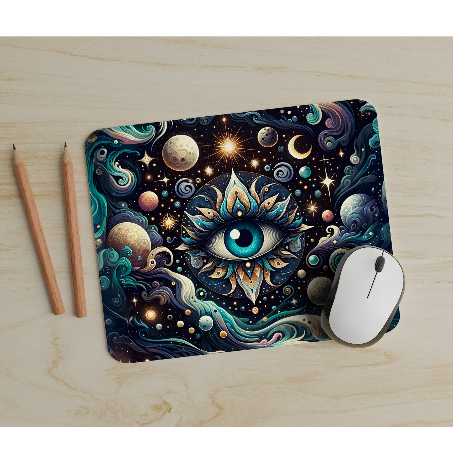 Premium Printed Celestial Eye Anti-Slip Mouse Mat, Desktop, Mouse Pad, PC, Office Accessories