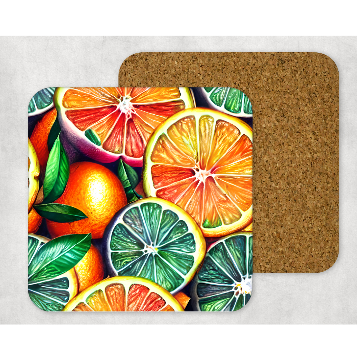 Beautifully Printed Citrus  Wooden Coasters for Stylish Home Décor