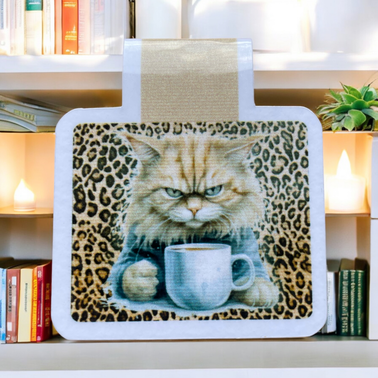 Lovely illustrated printed Coffee Cat Magnetic bookmark, Page Saver, Book Lover Gift