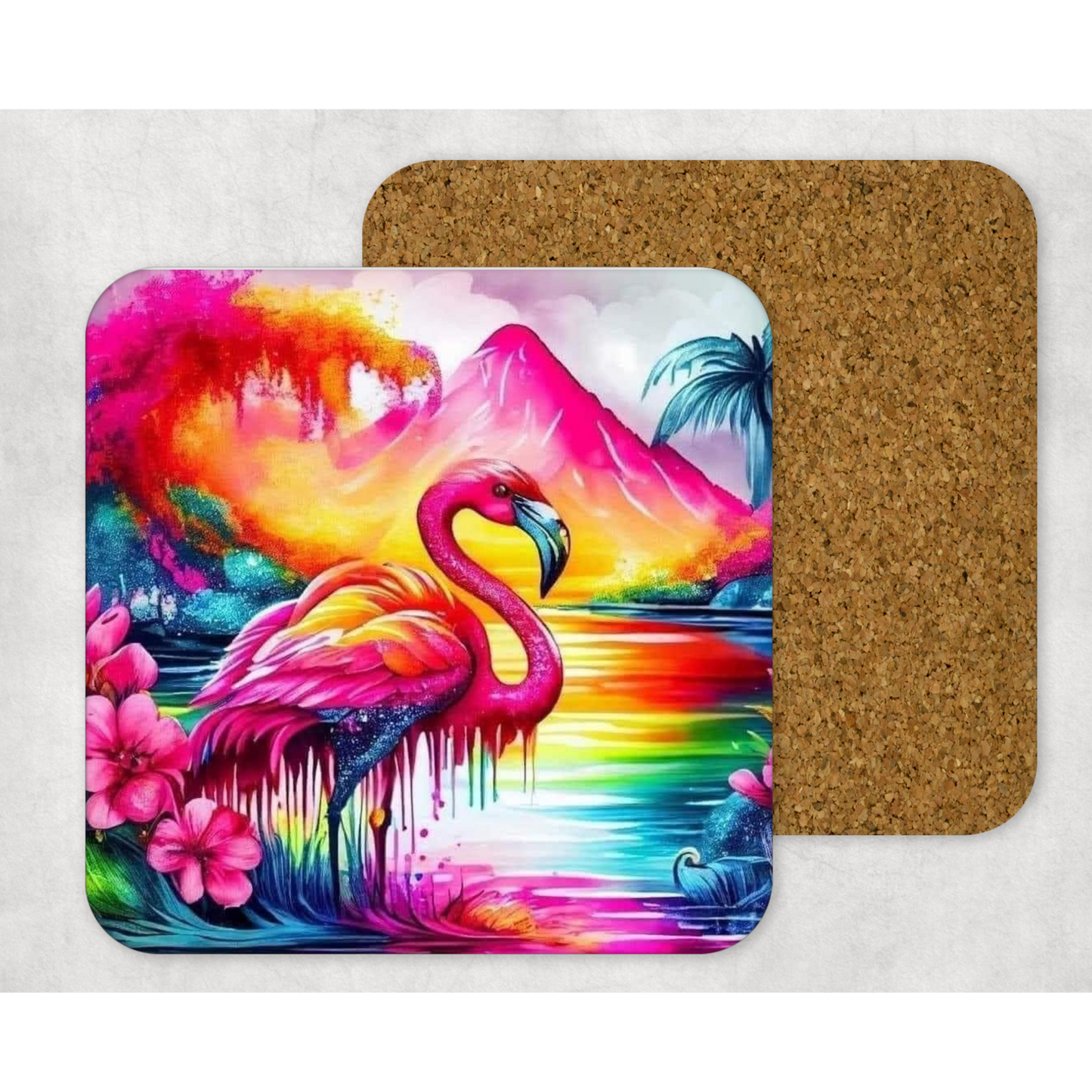 Beautifully Printed Colourful Flamingo wooden Coasters for Stylish Home Décor