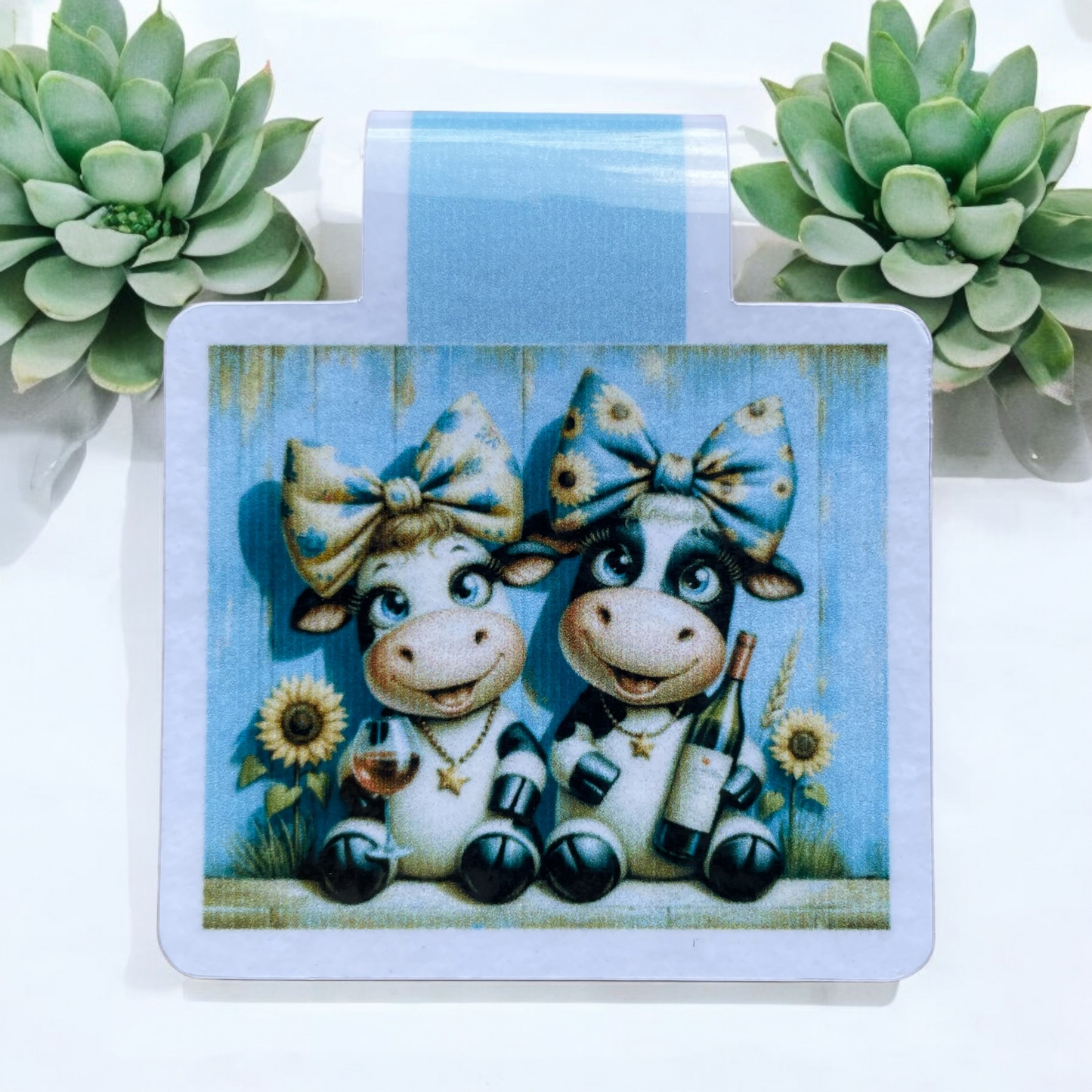 Lovely illustrated printed Cute Cows Magnetic bookmark, Page Saver, Book Lover Gift