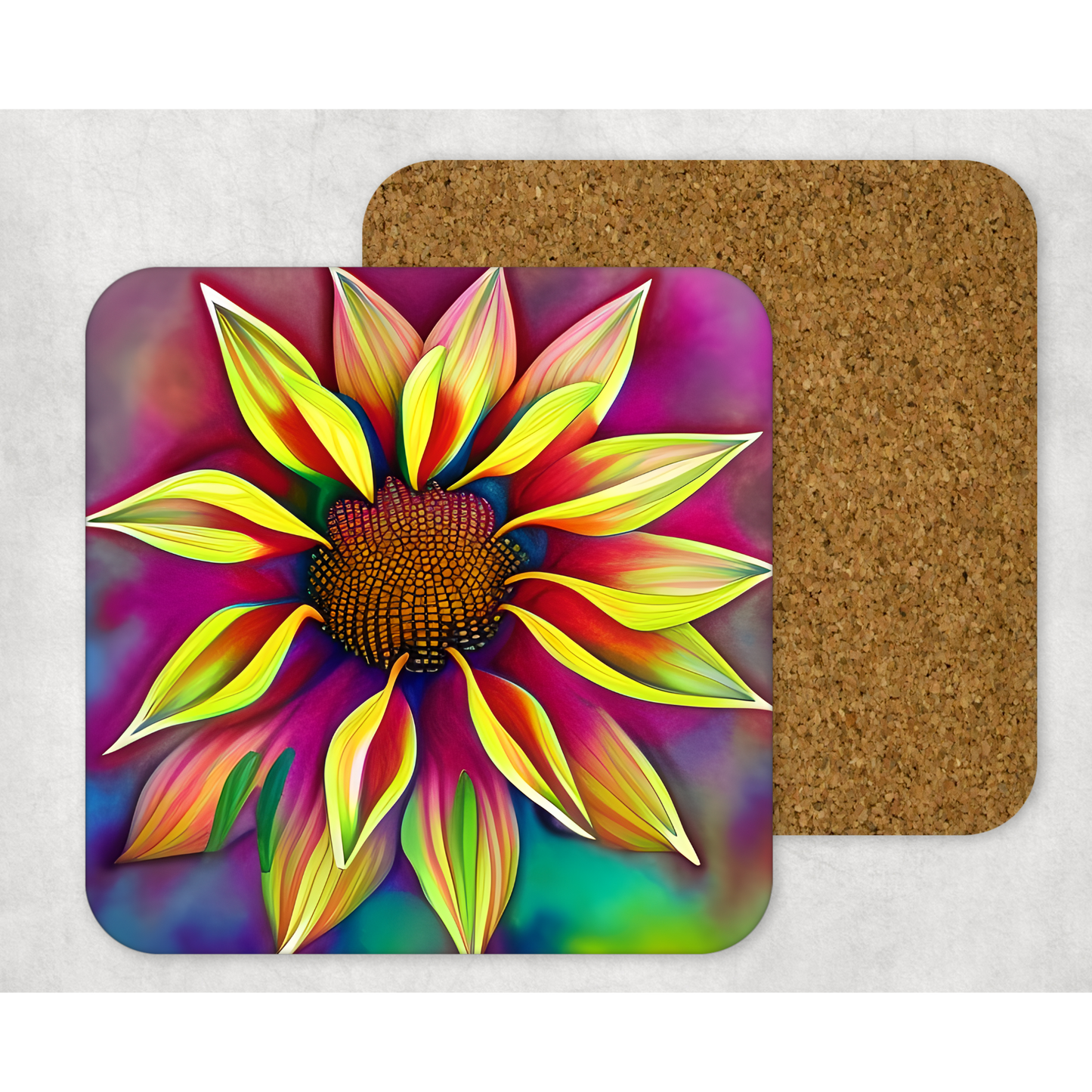 Beautifully Printed Dahlia Wooden Coasters for Stylish Home Décor
