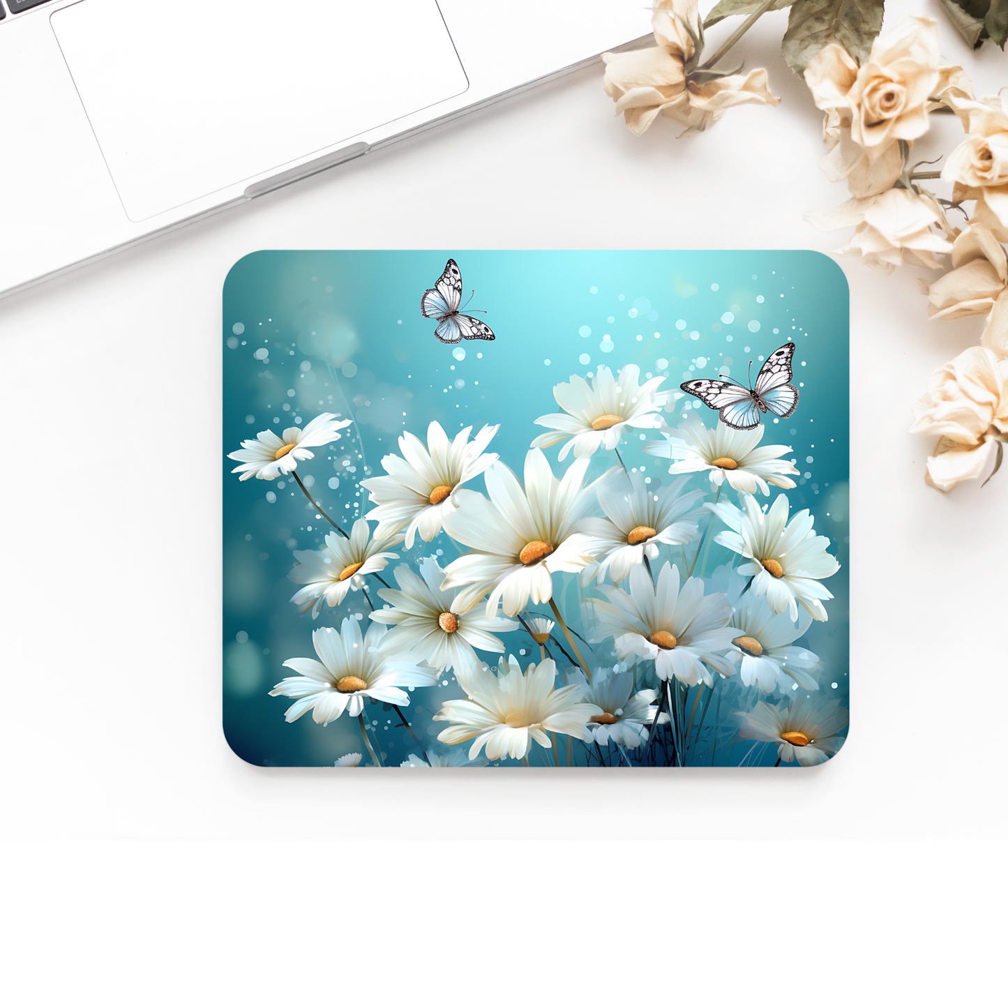 Premium Printed Anti-Slip Mouse Mat - Ultra Durable Delicate Daisy Design
