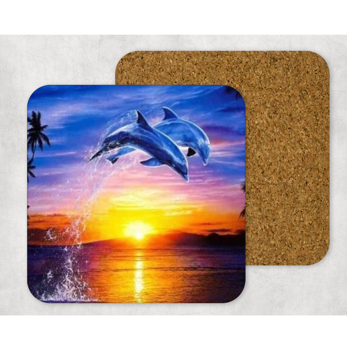 Beautifully Printed Dolphin wooden Coasters for Stylish Home Décor
