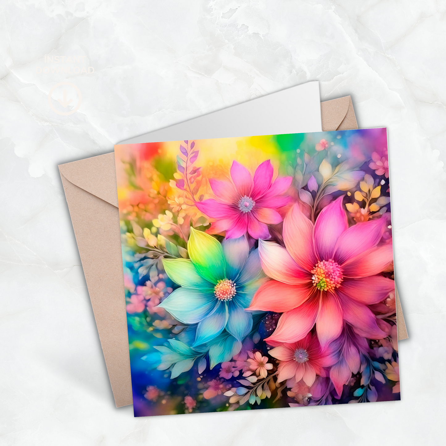Dreamy Floral Greeting Card –Illustrated Blank Birthday Card
