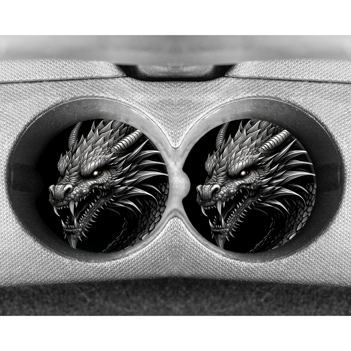 Premium Neoprene Car Coasters | Drink Holders for Your Car Console - Set of 2 Fantasy Dragon Design