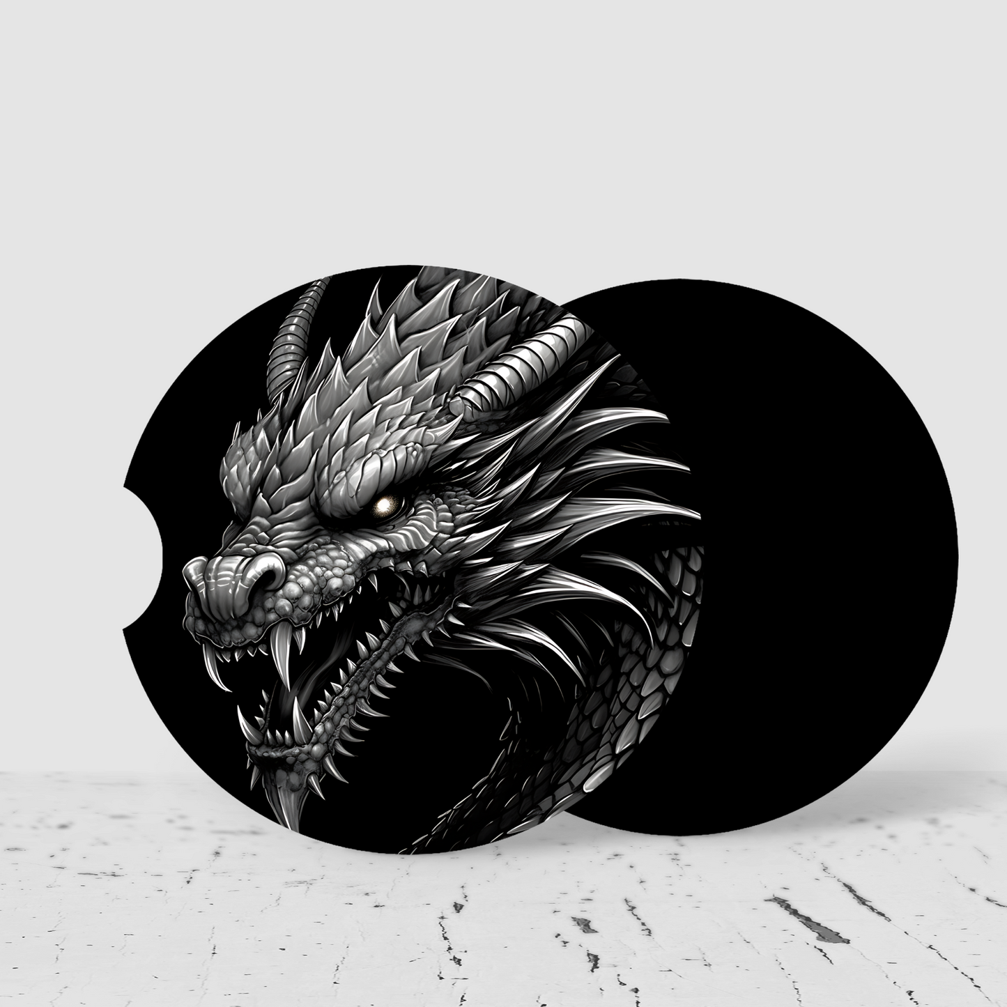 Premium Neoprene Car Coasters | Drink Holders for Your Car Console - Set of 2 Fantasy Dragon Design