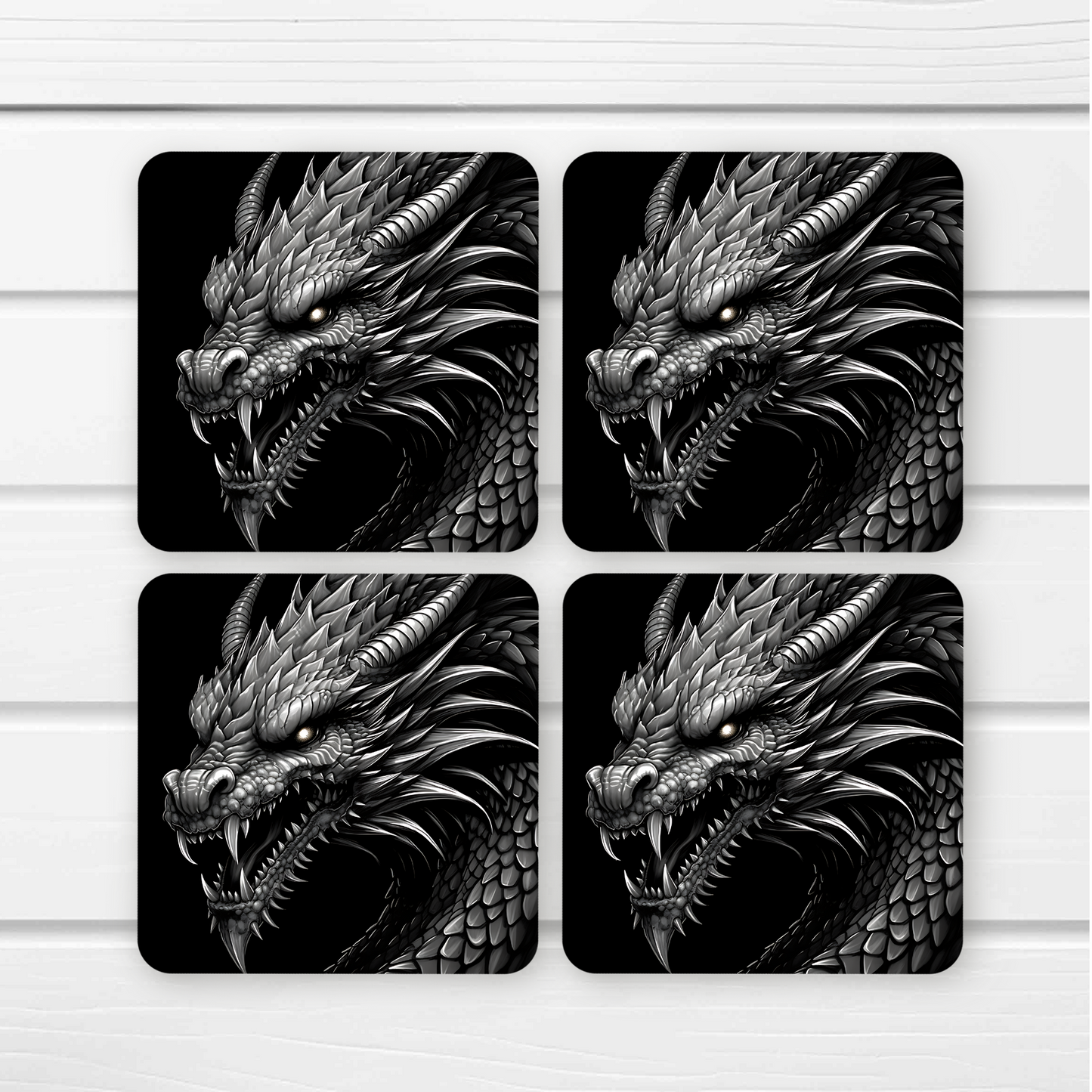 Beautifully Printed Fantasy Dragon Wooden Coasters for Stylish Home Décor