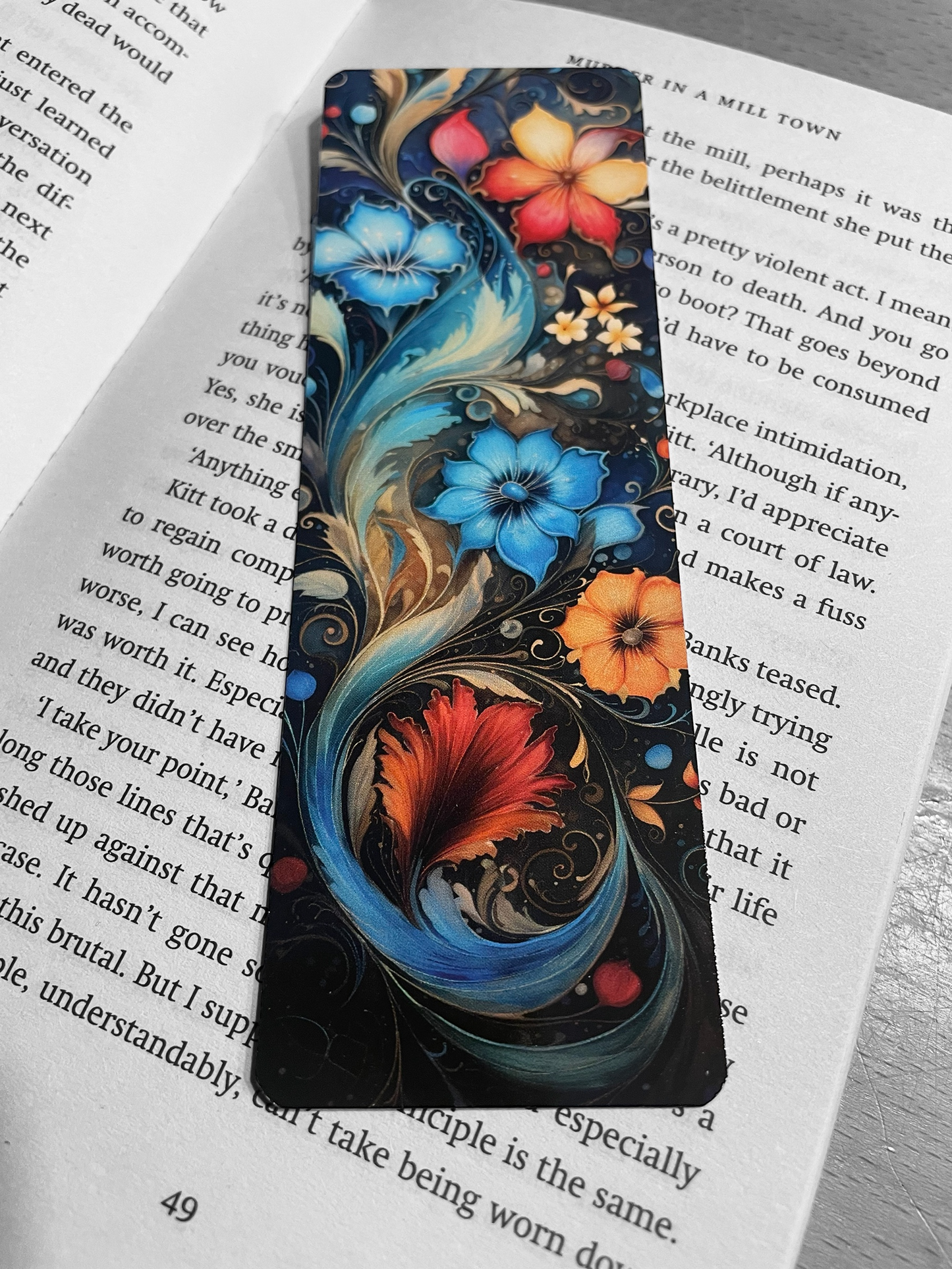Lovely illustrated Folksy Flowers bookmark, Page Saver, Book Lover Gift,