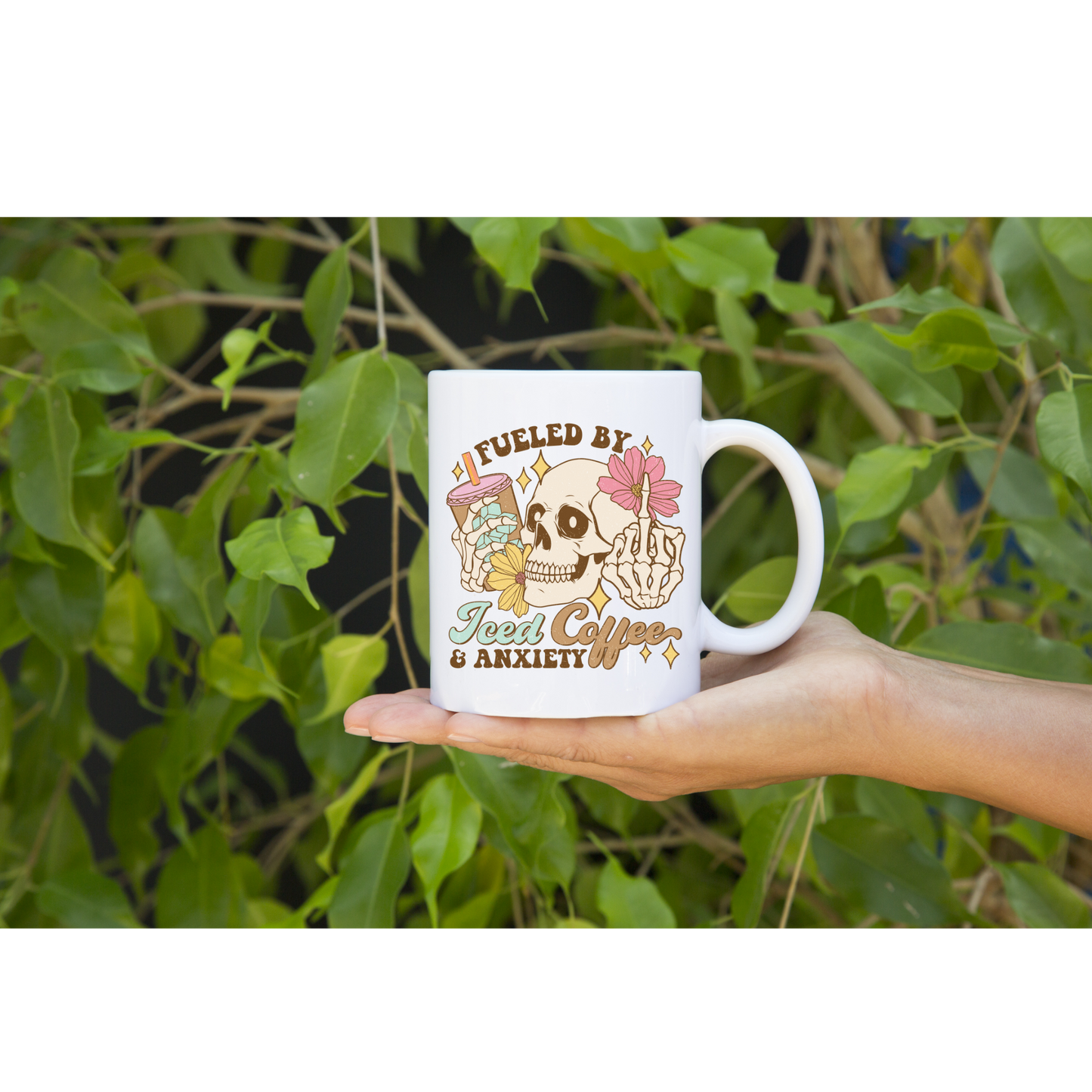 Unique Fuelled by Coffee and Anxiety Design Coffee Mug |11oz Tea Cup | Gift for Coffee Lovers