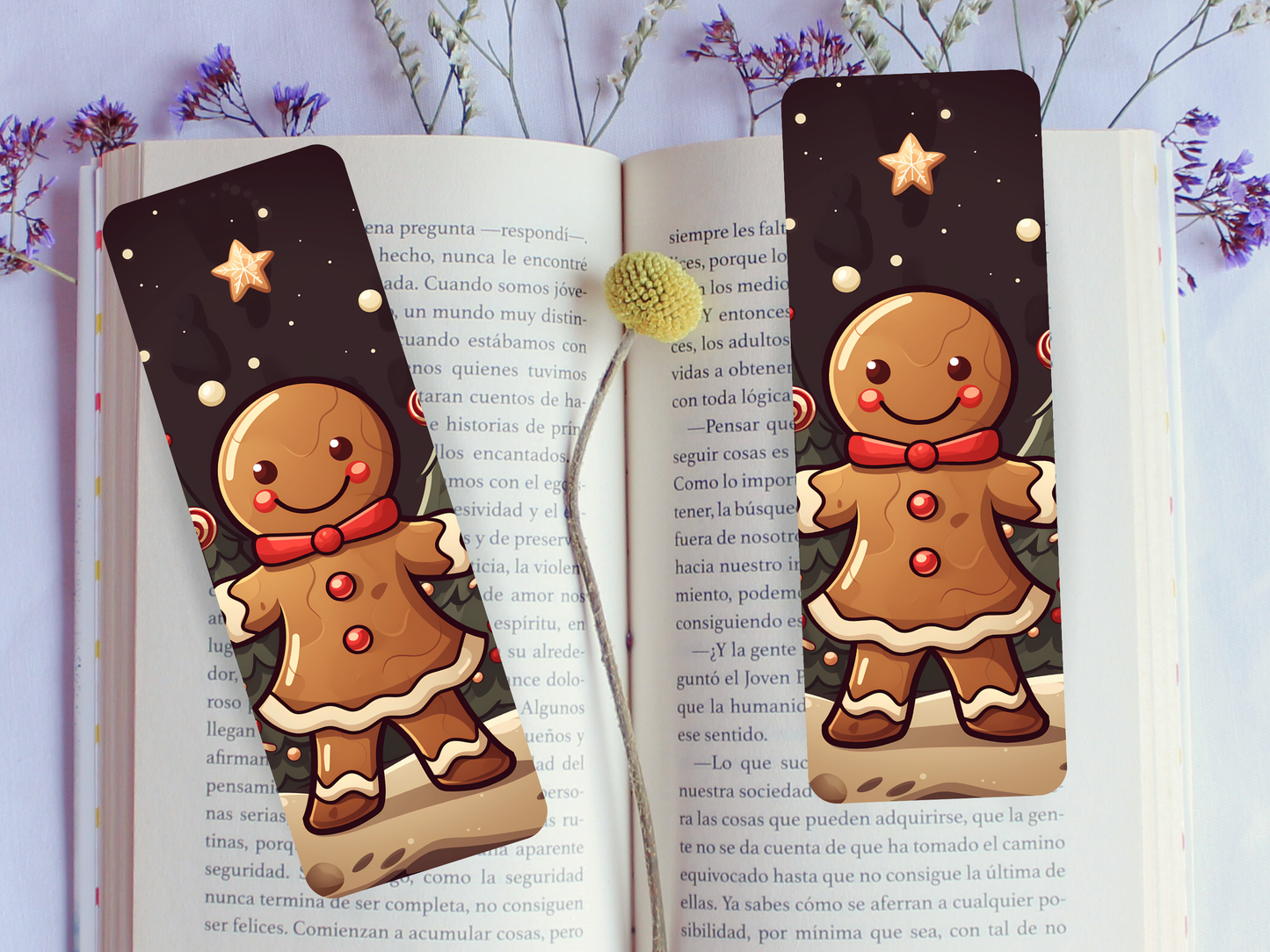 Lovely illustrated Gingerbread Man printed bookmark, Page Saver, Book Lover Gift