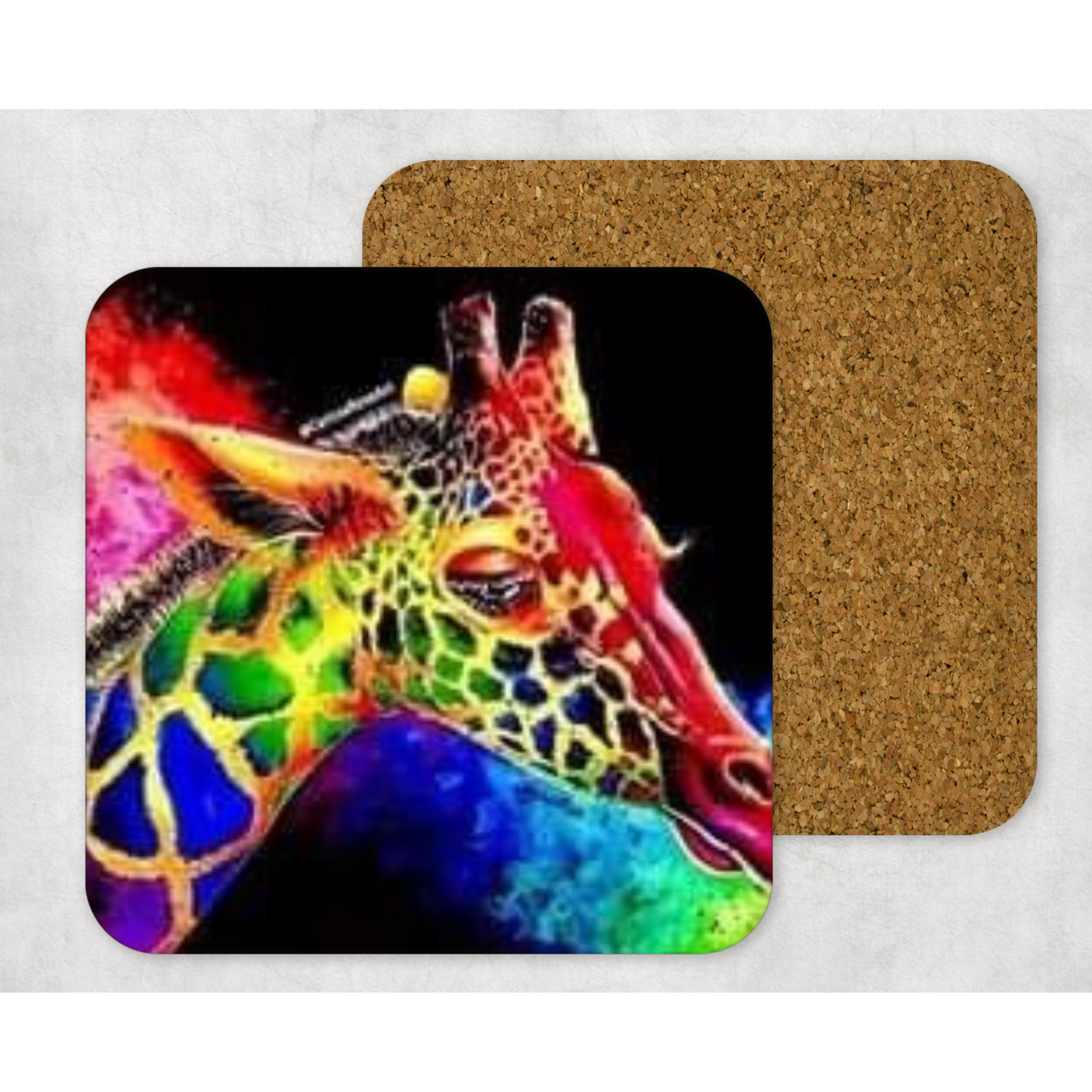 Beautifully Printed Giraffe Wooden Coasters for Stylish Home Décor