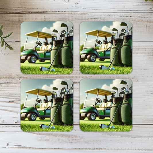 Golf Lover Wooden Square Coasters