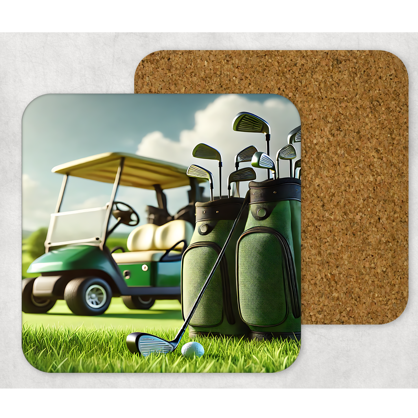 Golf Lover Wooden Square Coasters
