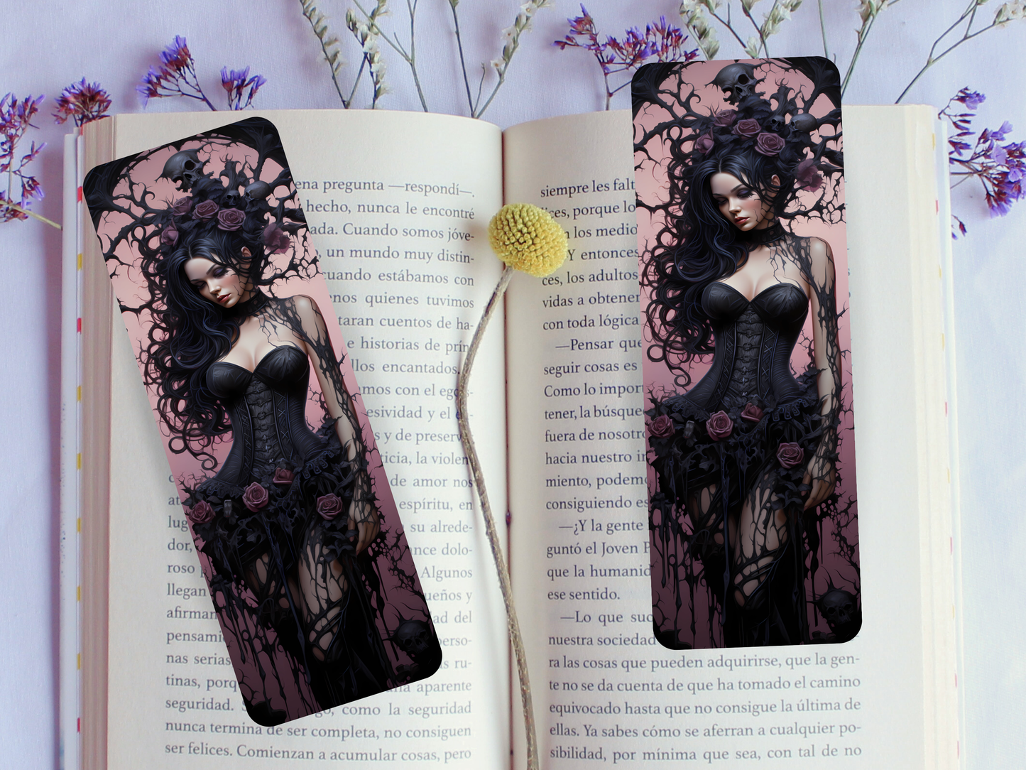 Lovely illustrated Goth Witch printed bookmark, Page Saver, Book Lover Gift
