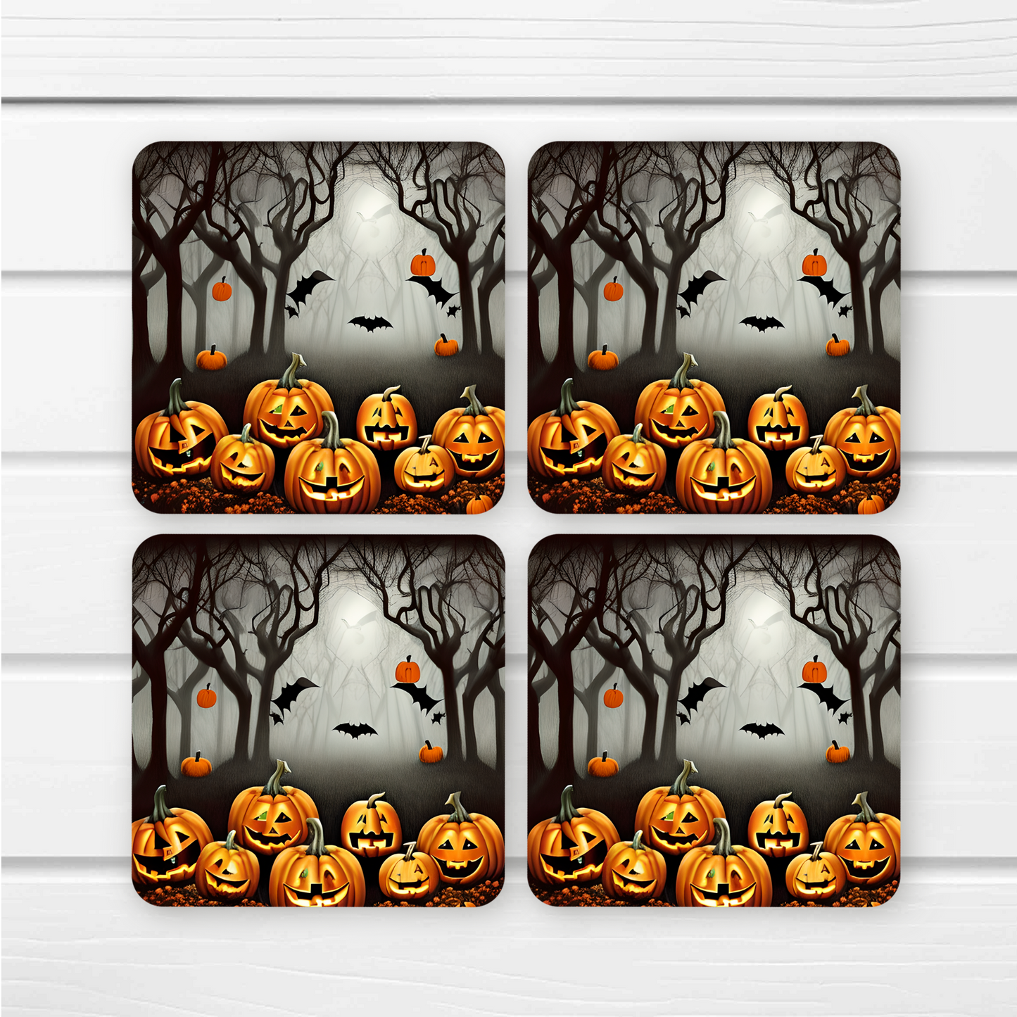 Beautifully Printed Haunted Forest Wooden Coasters for Stylish Home Décor