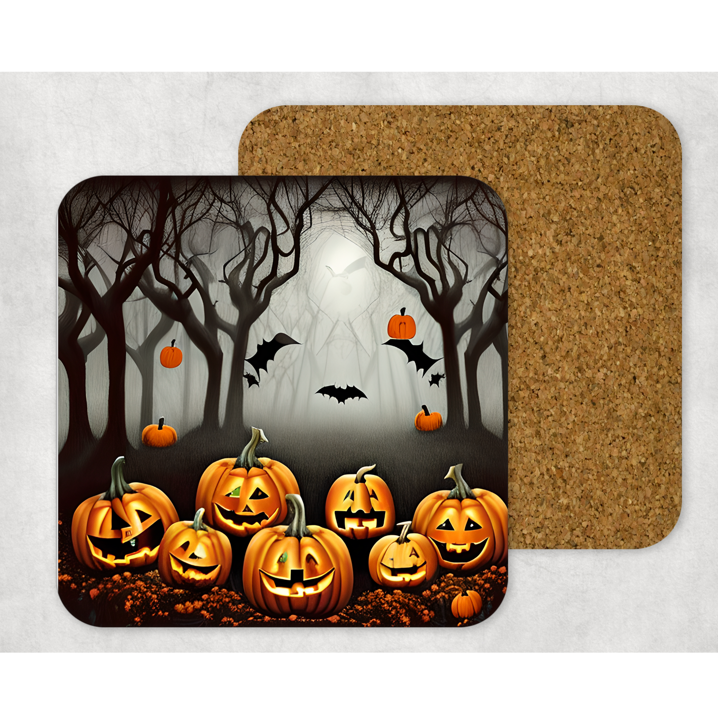 Beautifully Printed Haunted Forest Wooden Coasters for Stylish Home Décor