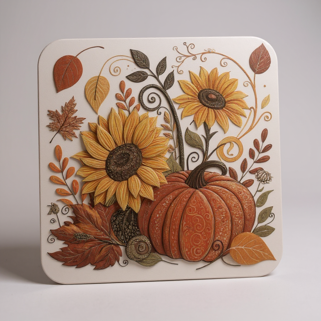 Autumn Sunflowers Wooden Coasters for Stylish Home Décor