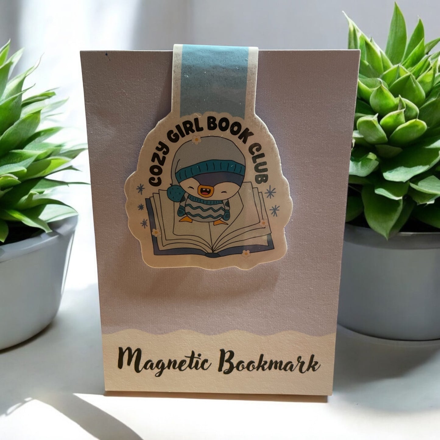 Lovely illustrated printed Cozy Girl Magnetic bookmark, Page Saver Book lover Gift