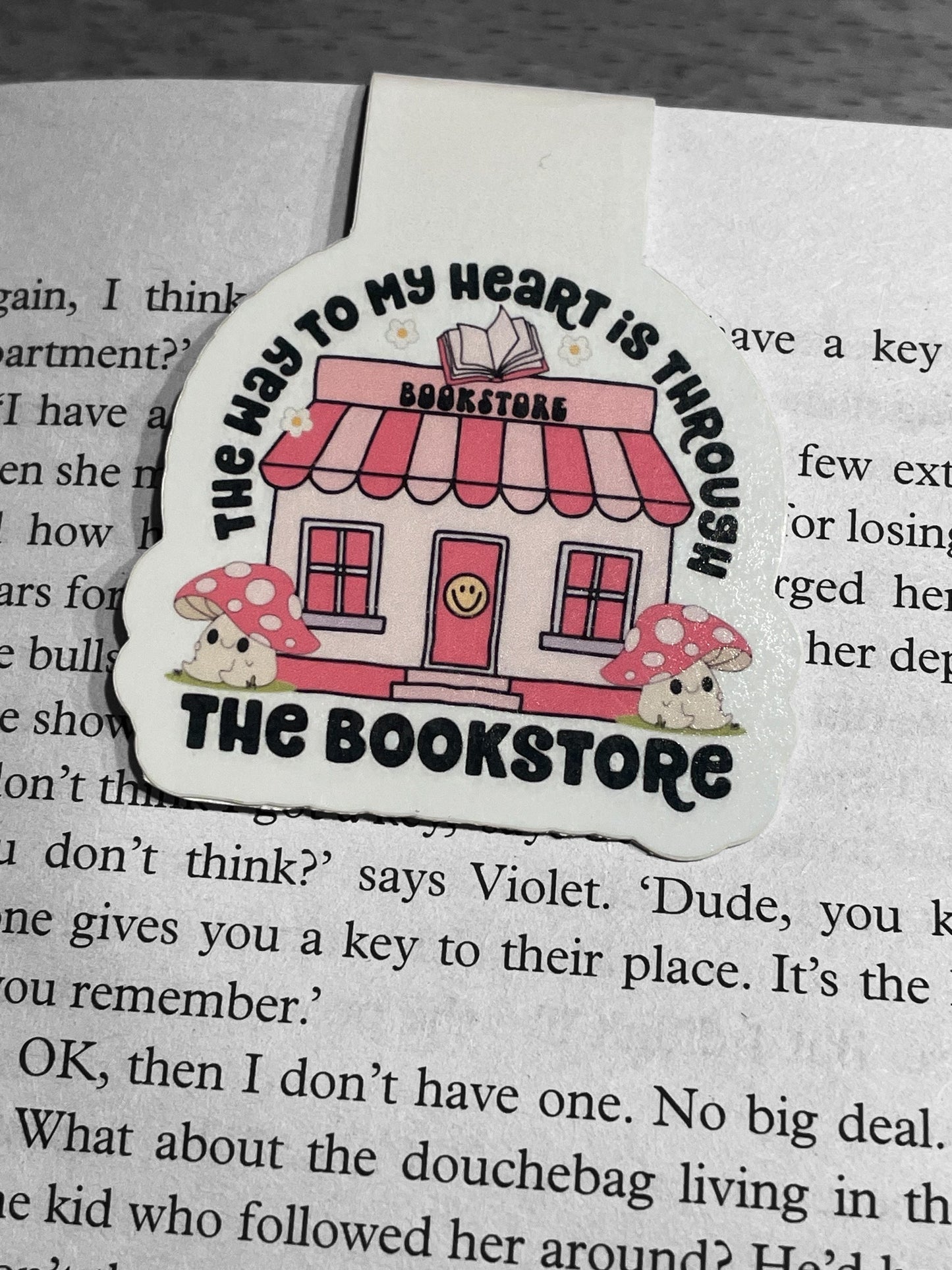 Lovely illustrated printed Bookstore Magnetic bookmark, Page Saver, Book Lover Gift