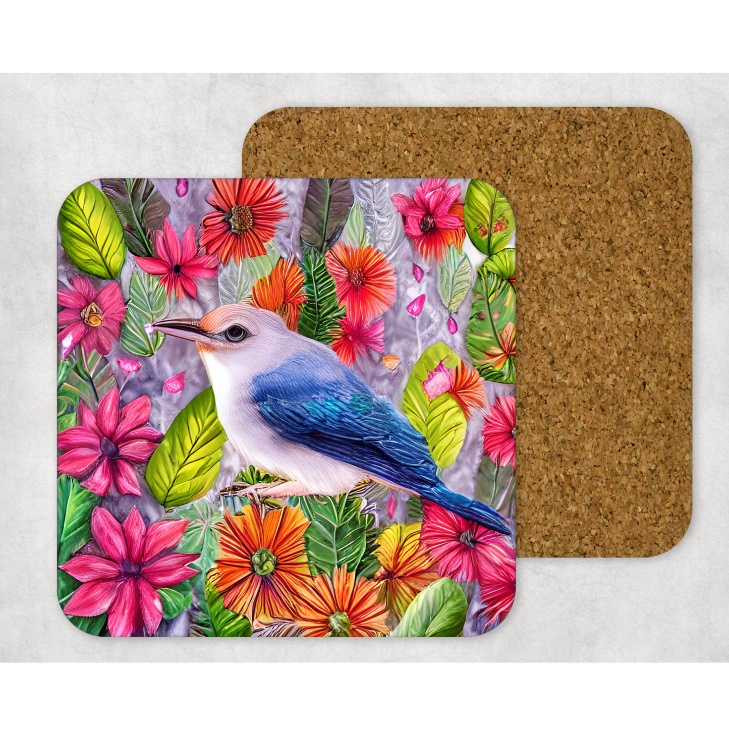 Beautifully Printed Intricate Bird Wooden Coasters for Stylish Home Décor