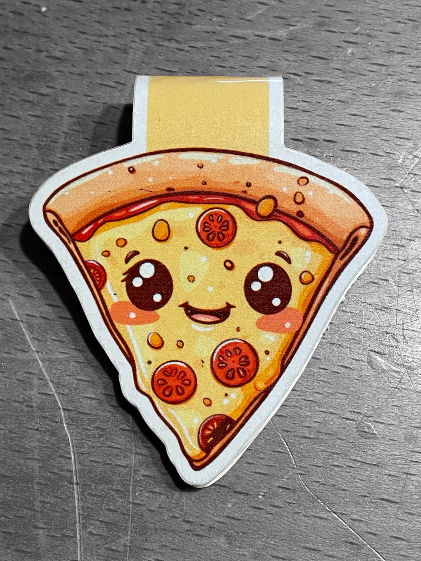 Lovely illustrated printed Kawaii Pizza Magnetic bookmark, Page Saver, Book Lover Gift,