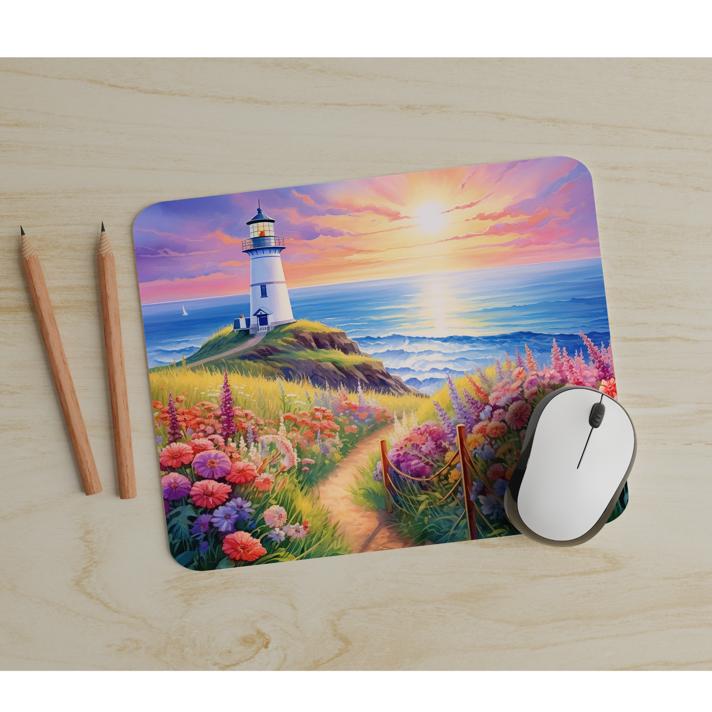 Premium Printed Lighthouse Anti-Slip Mouse Mat