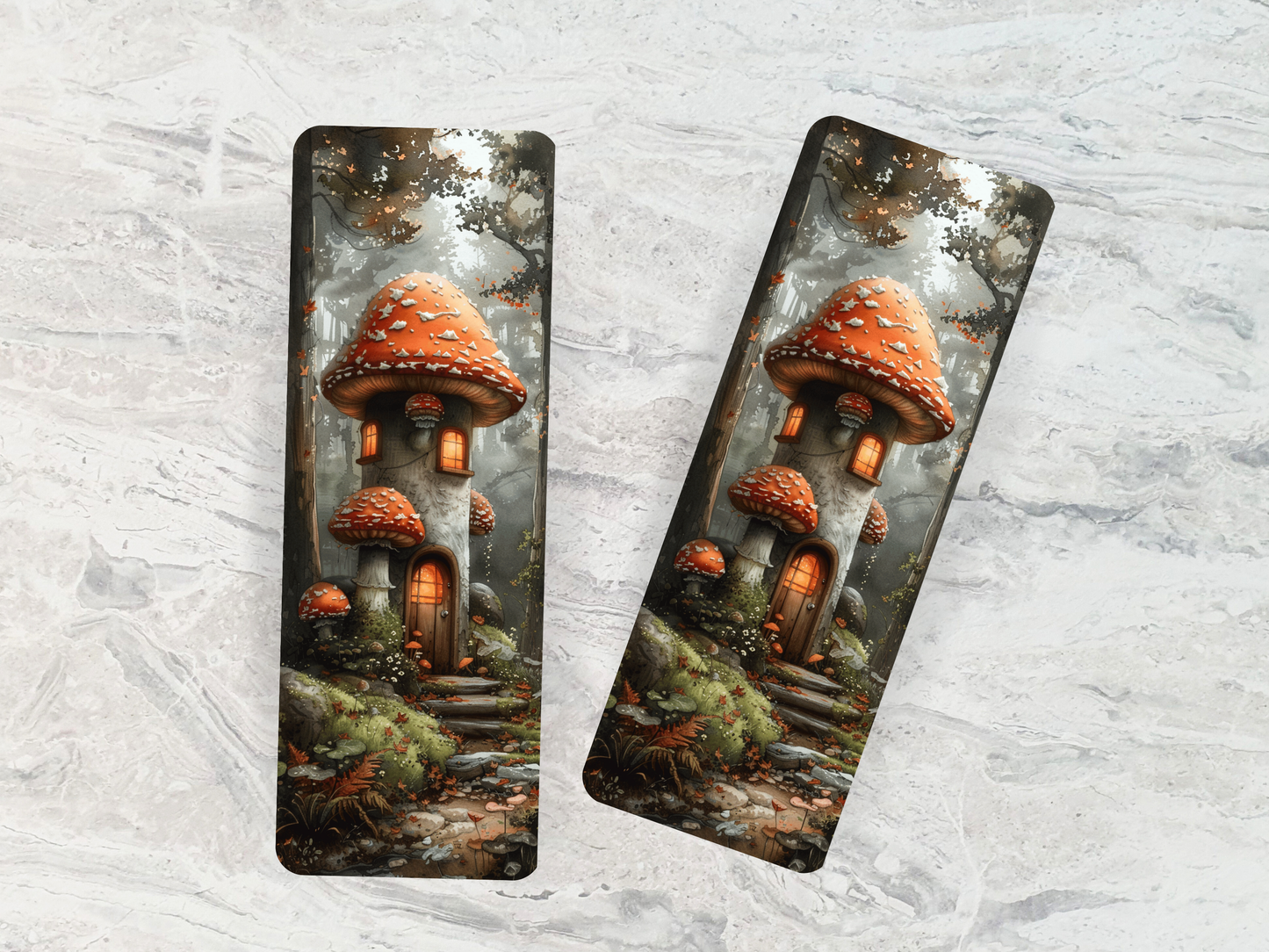 Lovely illustrated Mushroom House printed bookmark, Page Saver, Book Lover Gift