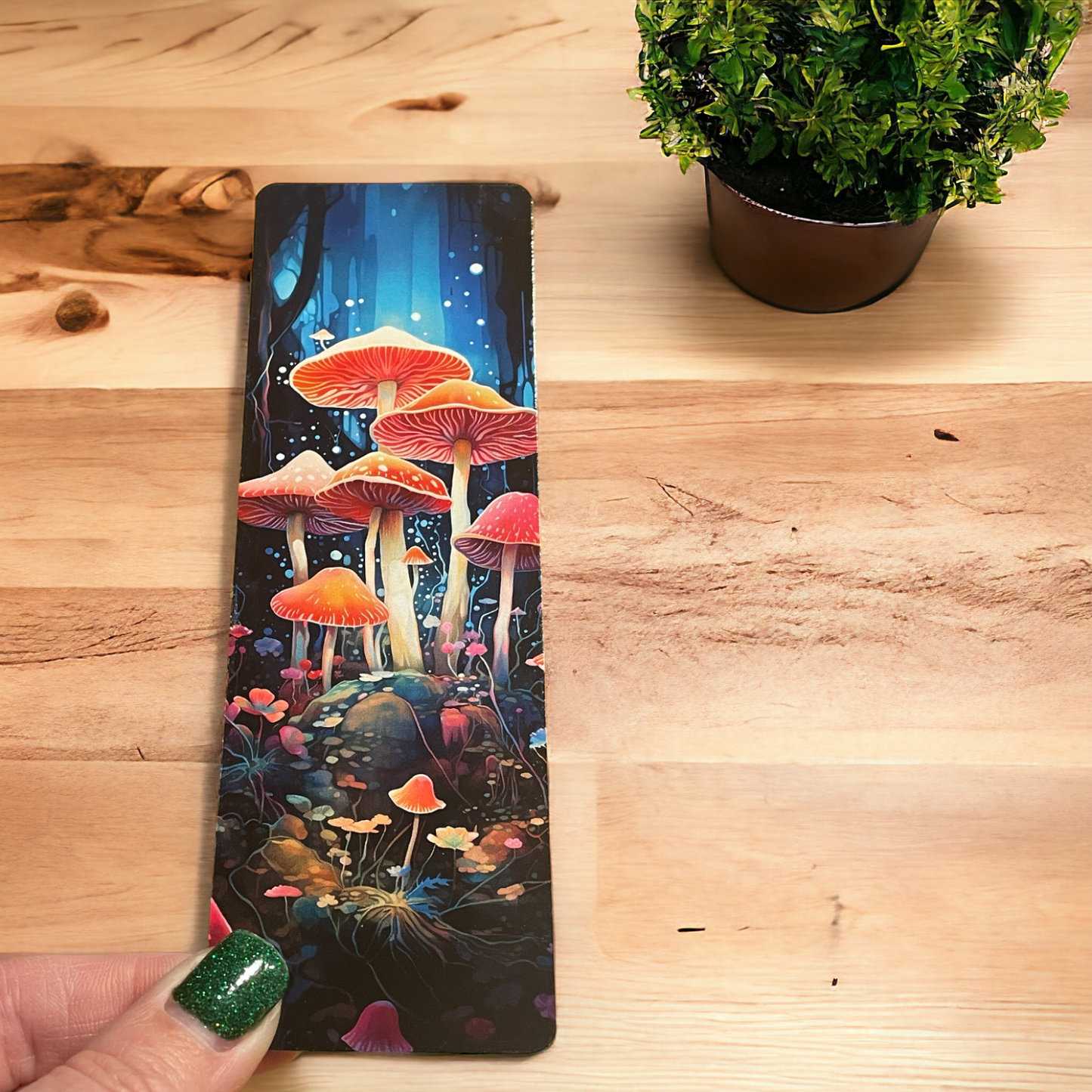 Lovely illustrated printed Mushrooms bookmark, Page Saver, Book Lover Gift,