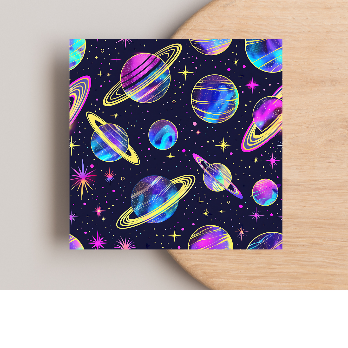 Neon Space Greeting Card –Illustrated Blank Birthday Card