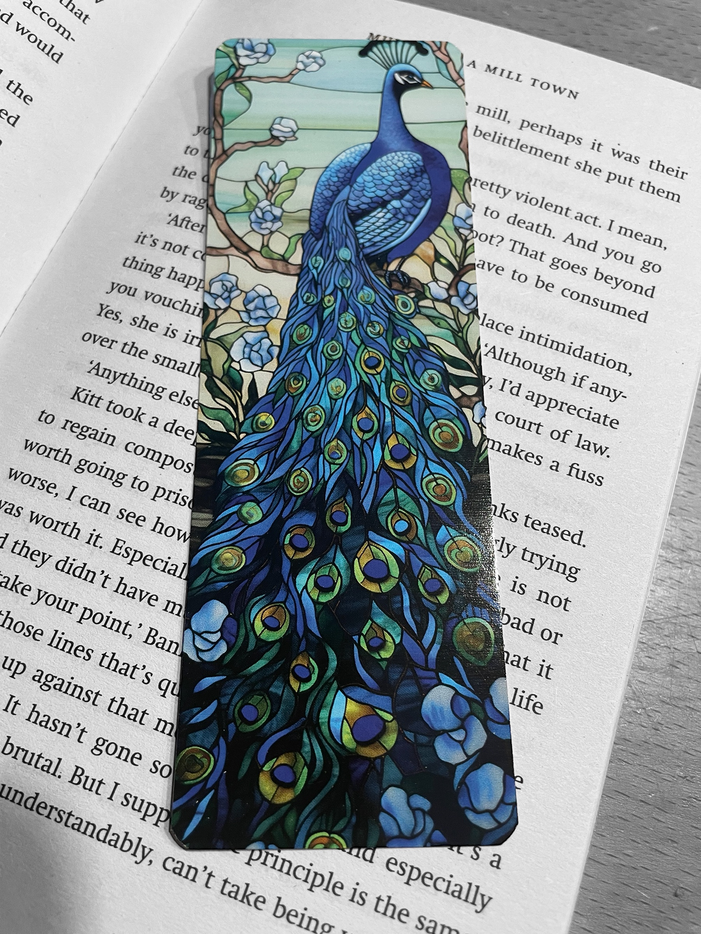 Lovely illustrated peacock Fish bookmark, Page Saver, Book Lover Gift,