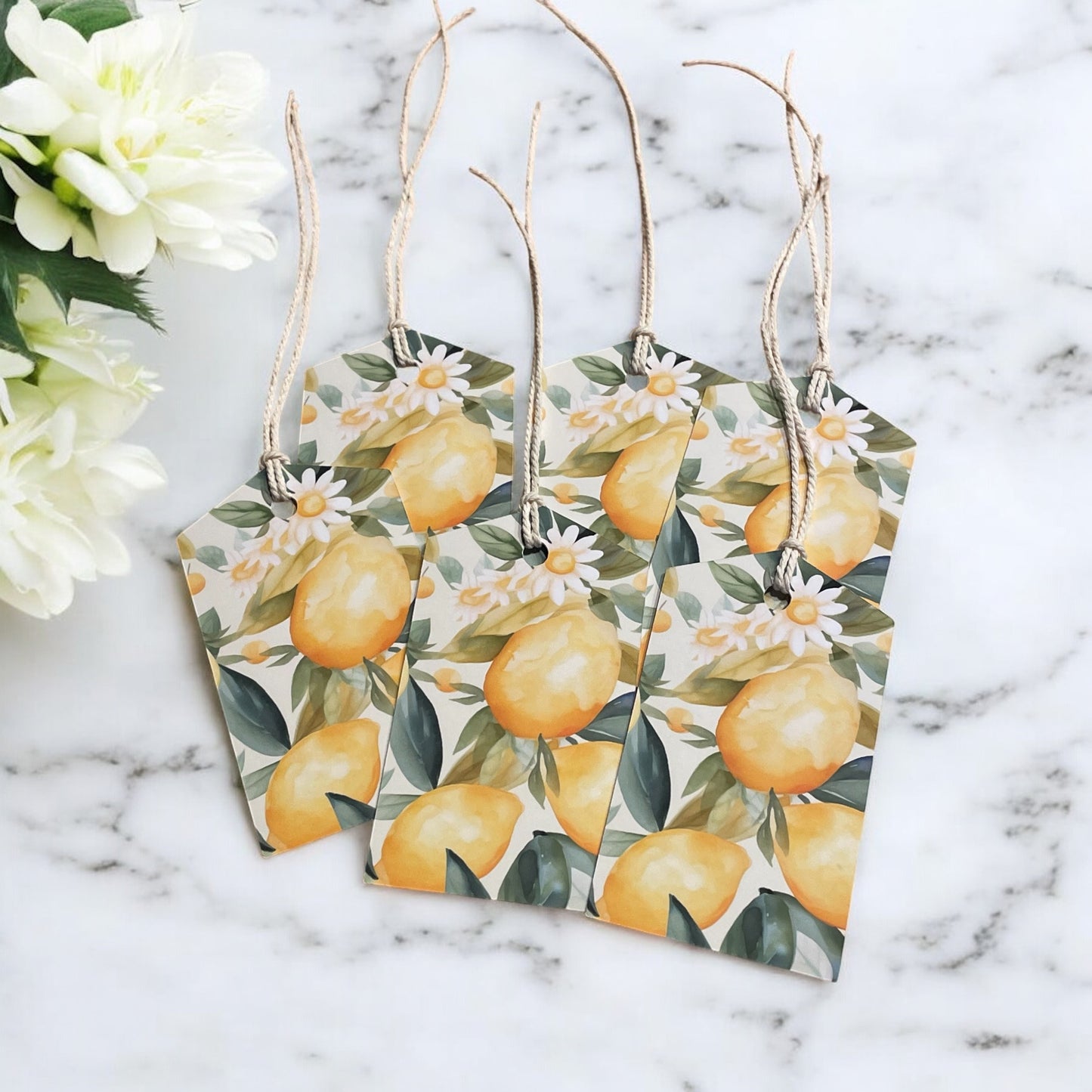 12 X Lemons Gift Tags, Gift Wrapping, Luggage Tags, Card Making